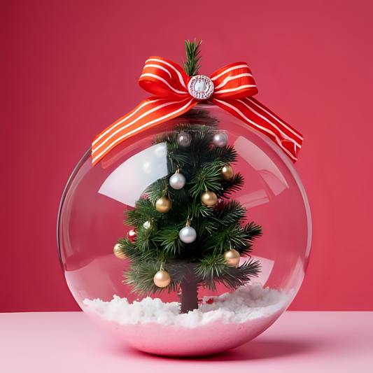 DIY Christmas Ornament: How to Make a Transparent Bauble with Ribbon, Tree & Fancy Button