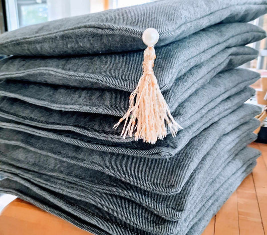 A Step-by-Step Guide: Elevate Your Little Stool Pillow with a Chic Button and Tassel Embellishment