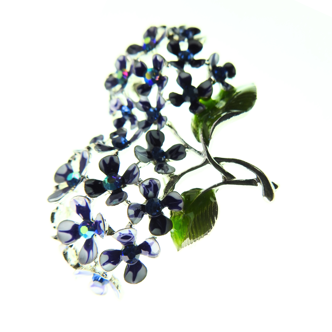 Blue Hydrangea flower brooch