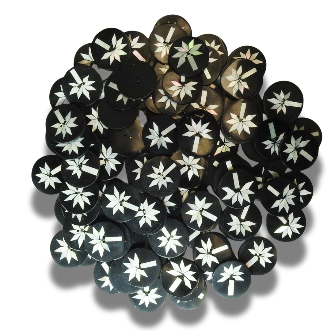 Black shell buttons
