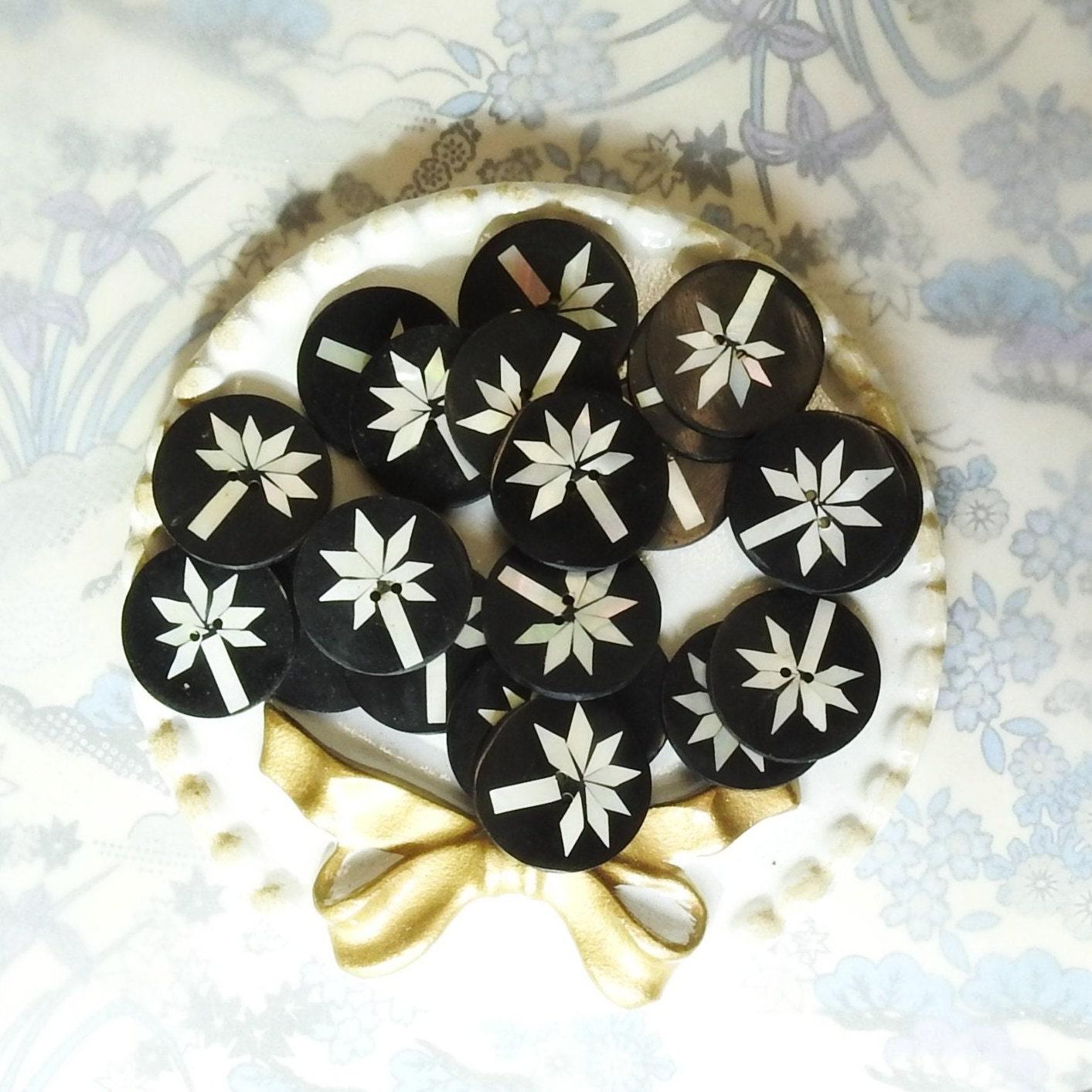 Lot of 50 black shell buttons