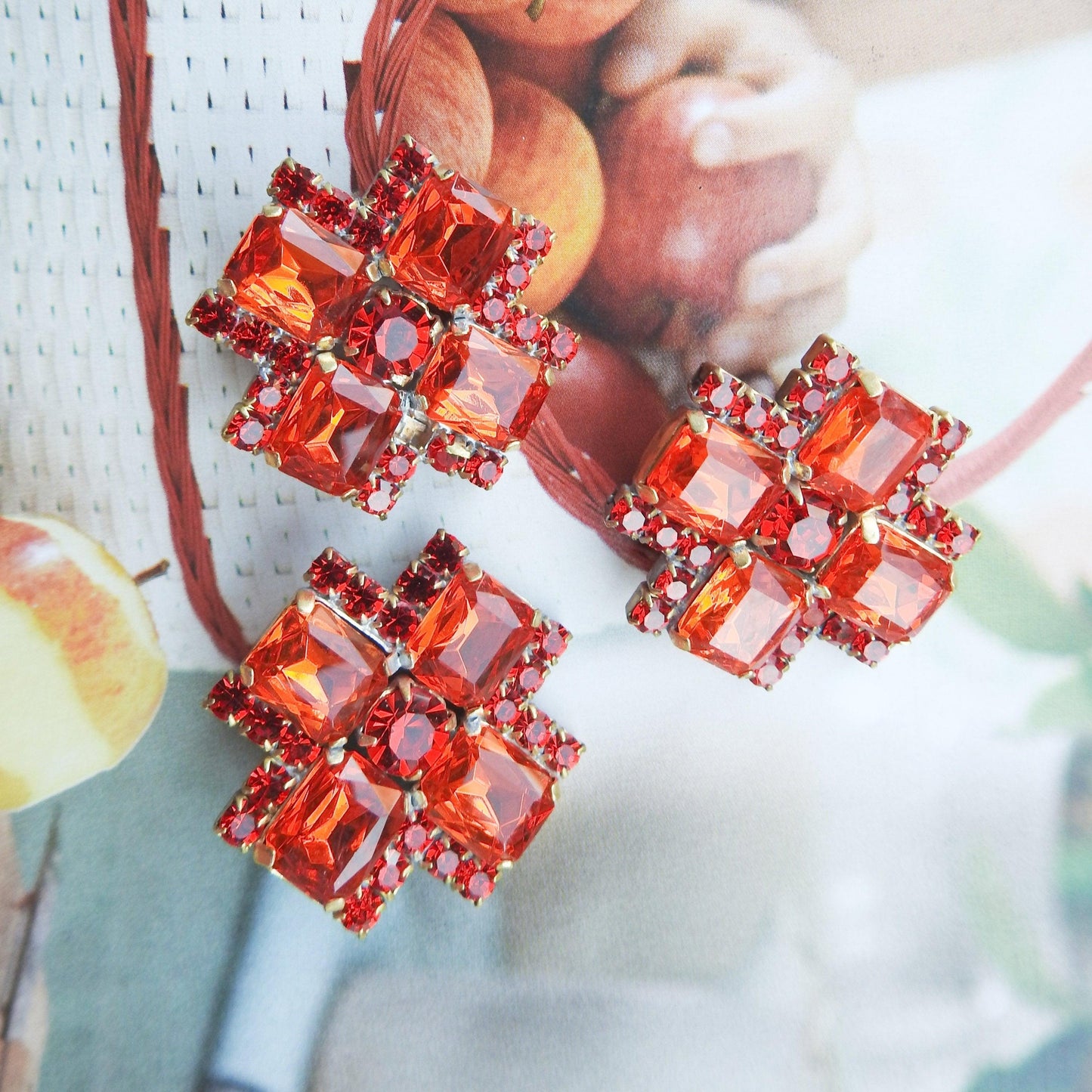 Cross shaped buttons for bracelets, buttons made of glass for jewelry making lot of 3 buttons - 30 mm