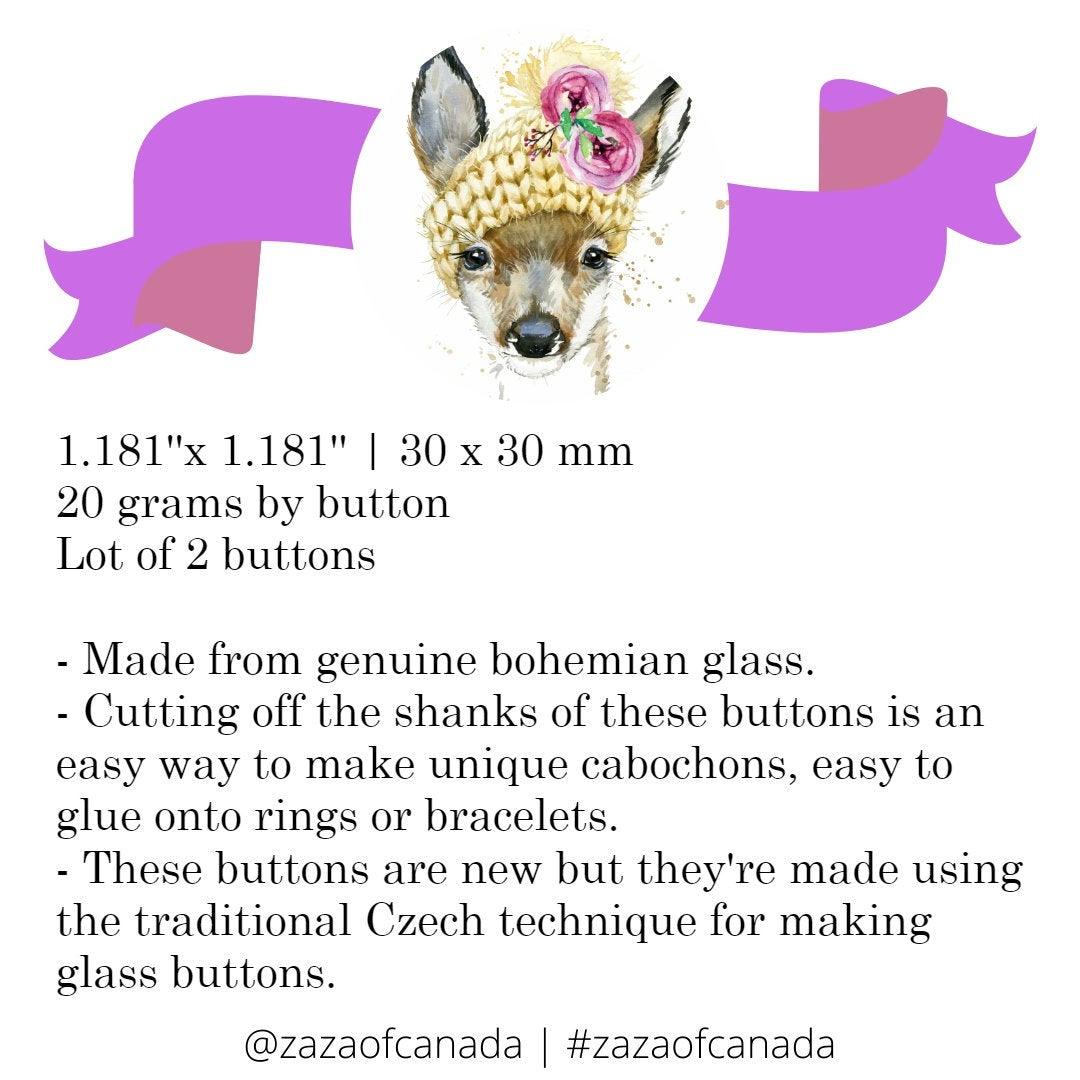Diamante embellishments for adventurous sewing and creative jewelry making, Czech buttons for sewing on clothes - Lot of 2 | 30 mm, 1.18''