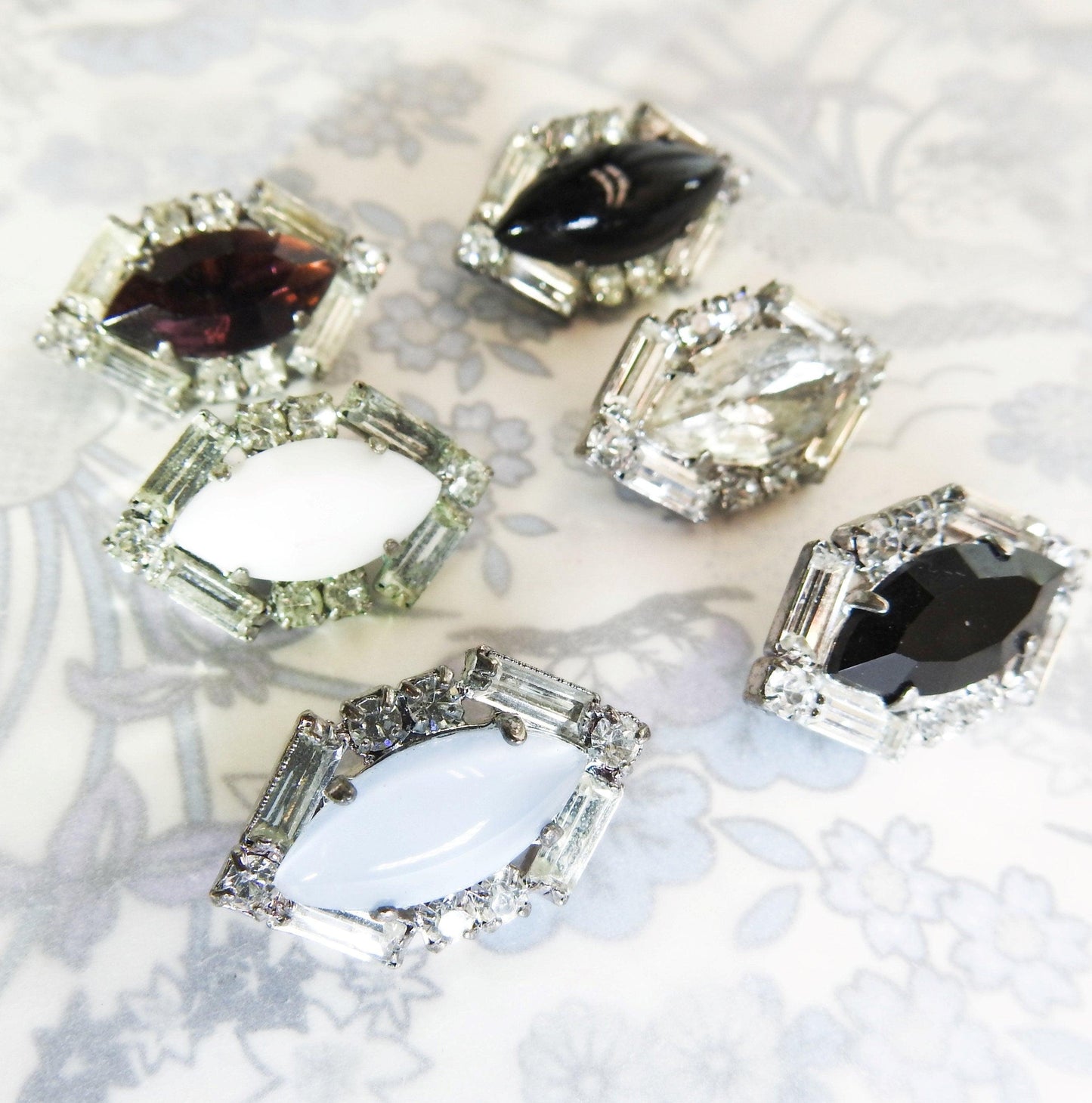 black and white jewel buttons
