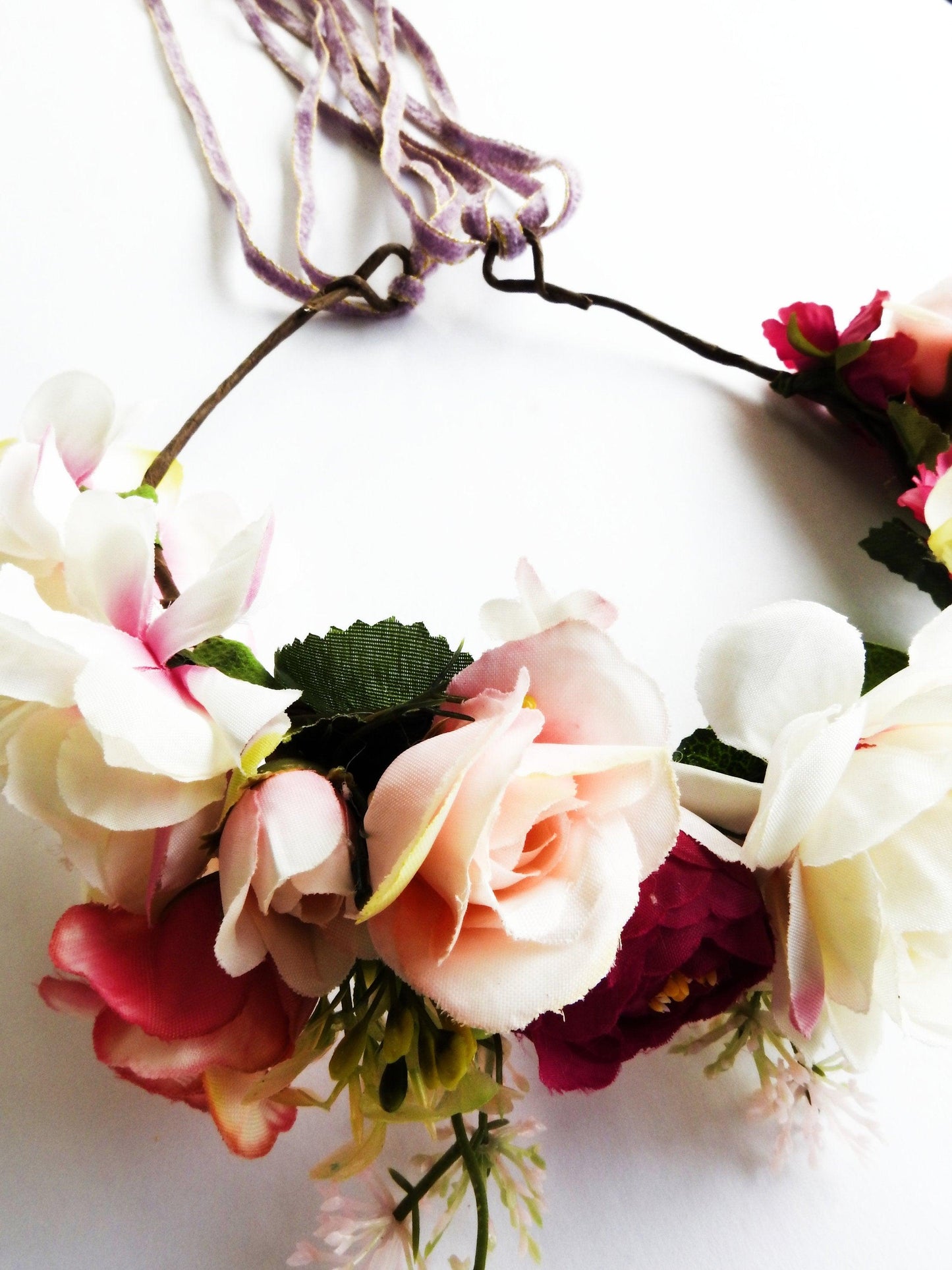 Flower crown, Bohemian bridal, pastel pink crowns wedding dress accessories, hair boho gift idea headband piece fall country ideas romantic