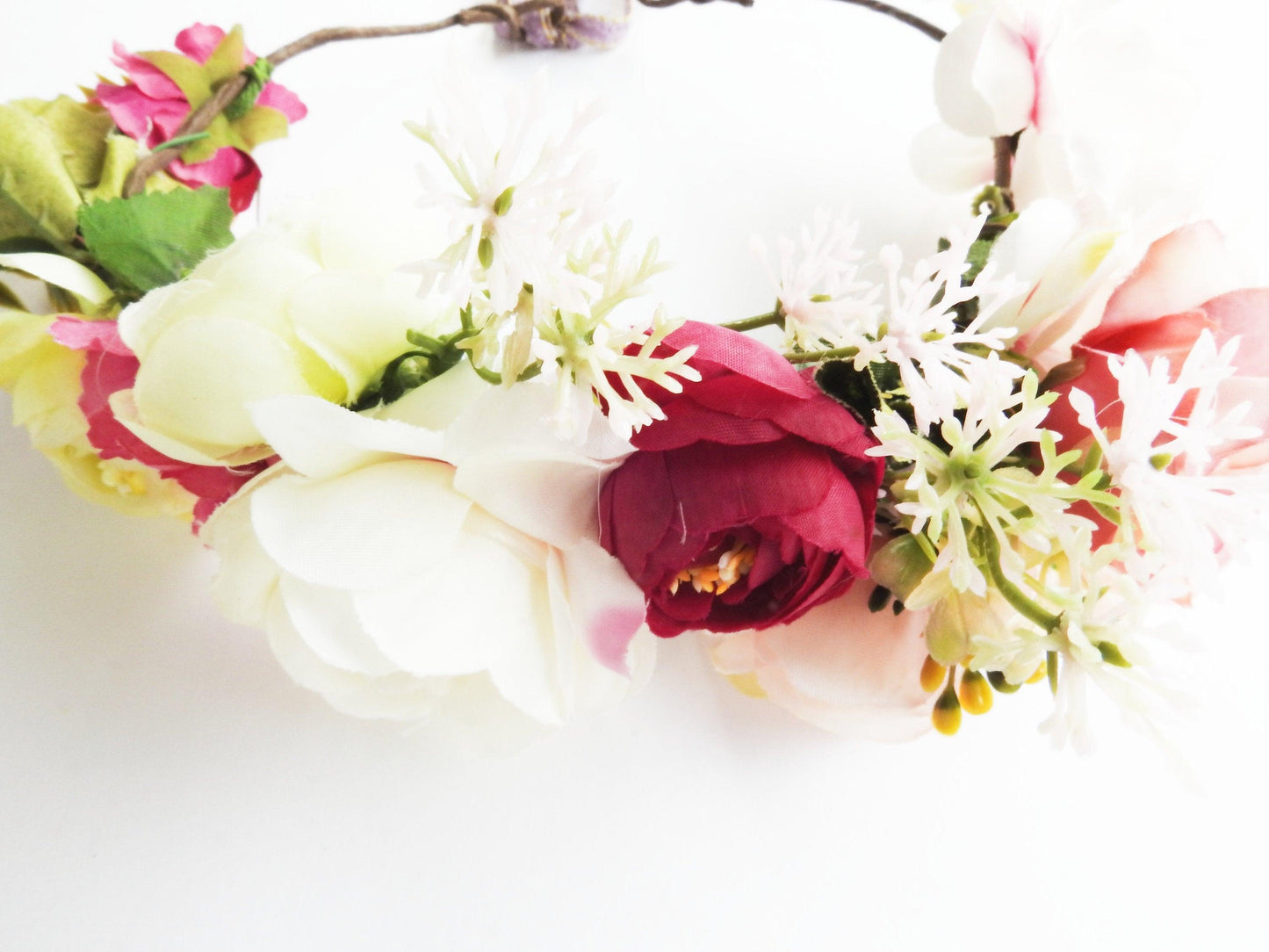 Flower crown, Bohemian bridal, pastel pink crowns wedding dress accessories, hair boho gift idea headband piece fall country ideas romantic