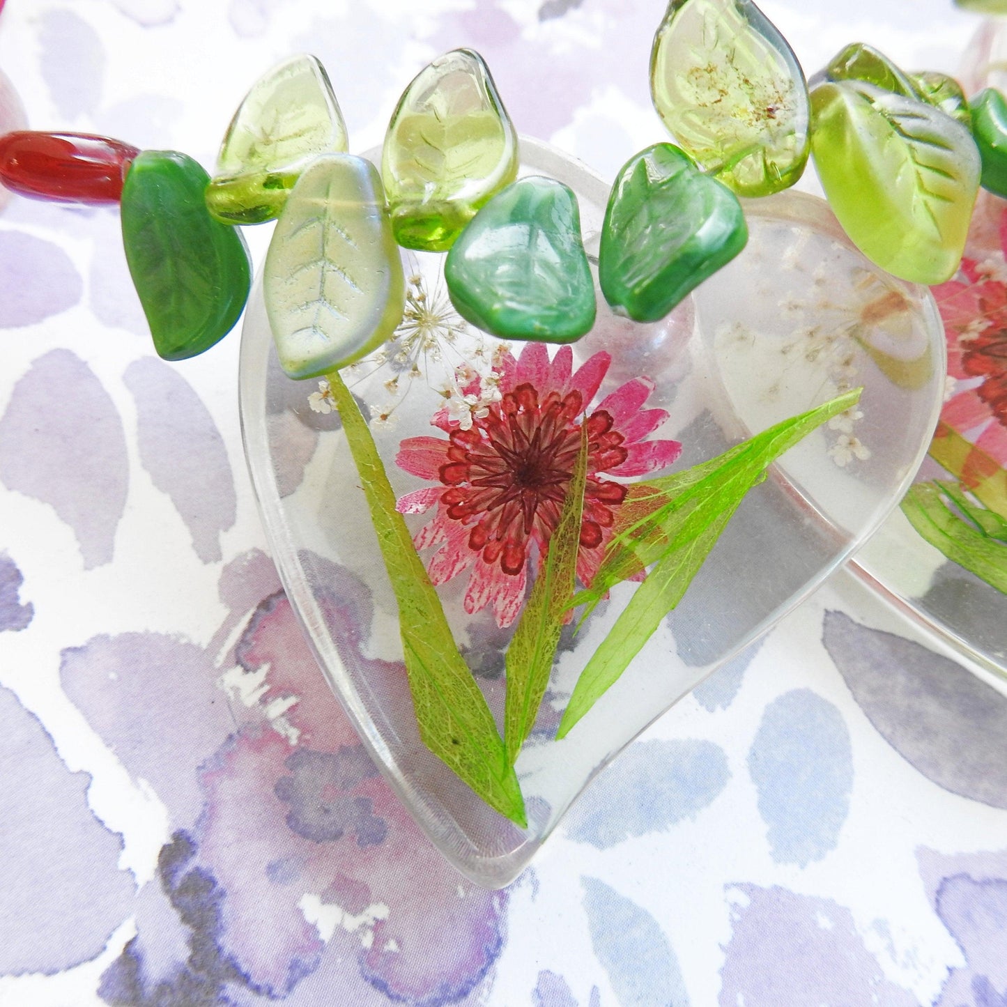 Flower statement necklace, chunky lucite necklace, unique lucite necklace and bracelet, one of a kind lucite vintage necklace
