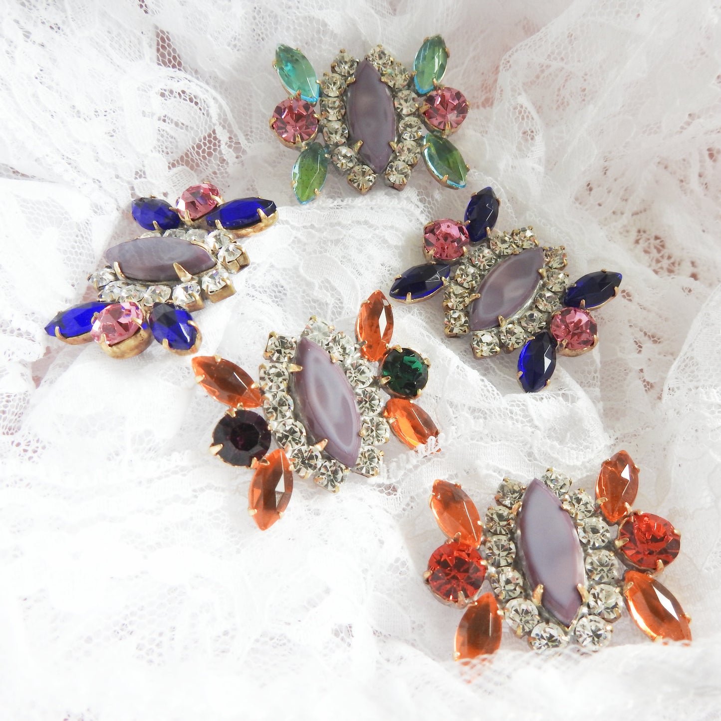 Purple Czech Rhinestone Buttons for Jewelry, Garments, Dresses, Ladies' Suits. Embellishments set for DIY, crafts and Decorating your home