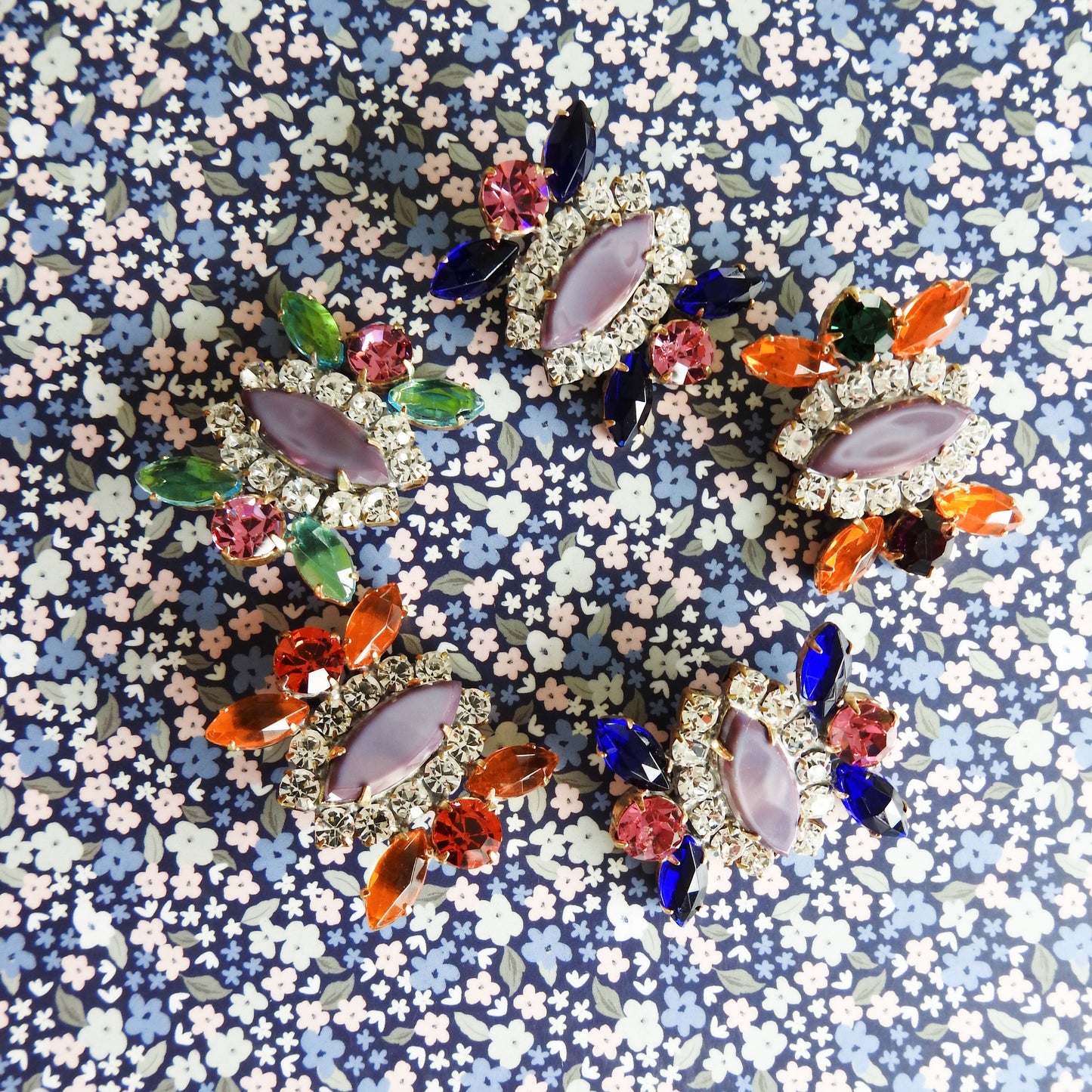 Purple Czech Rhinestone Buttons