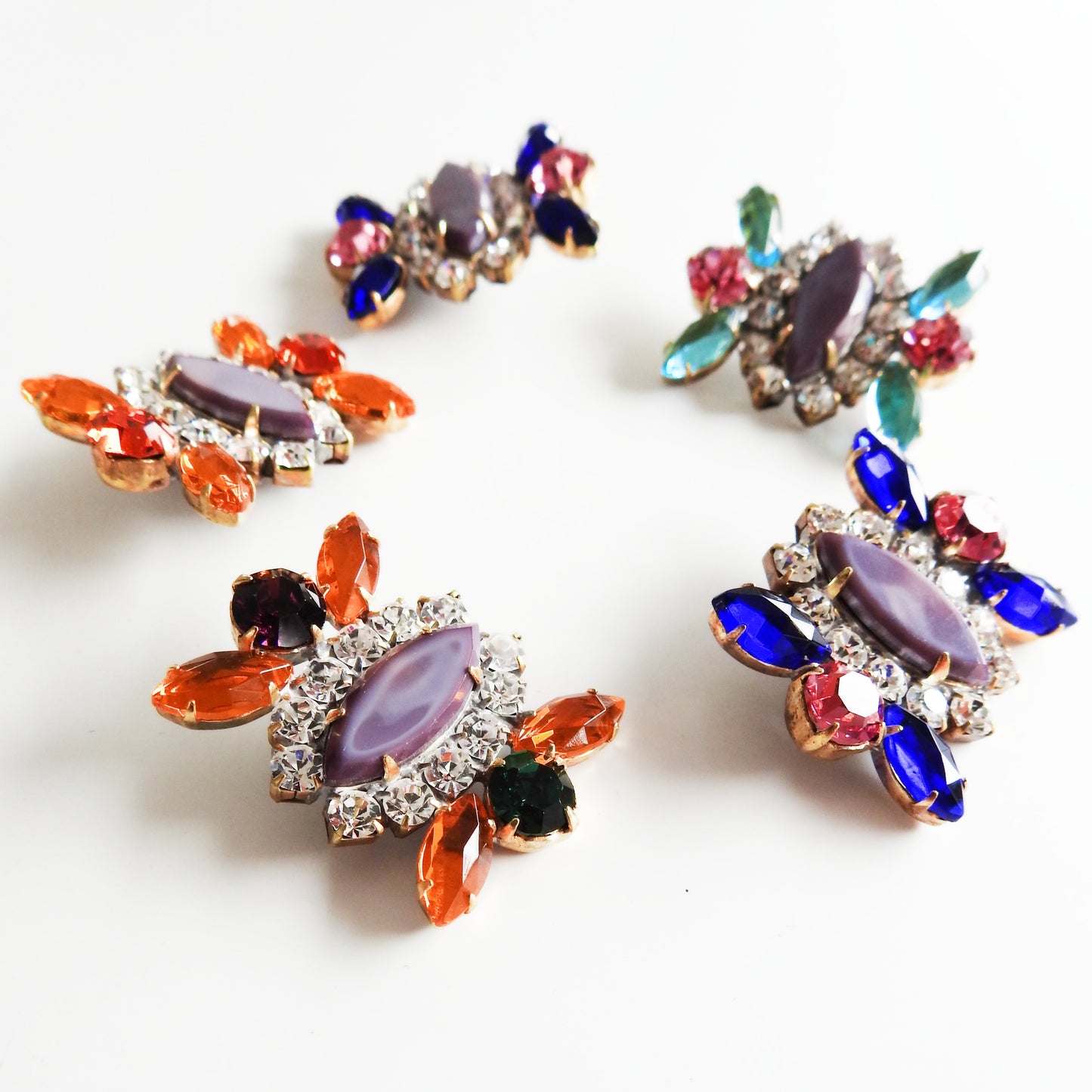 Purple Czech Rhinestone Buttons