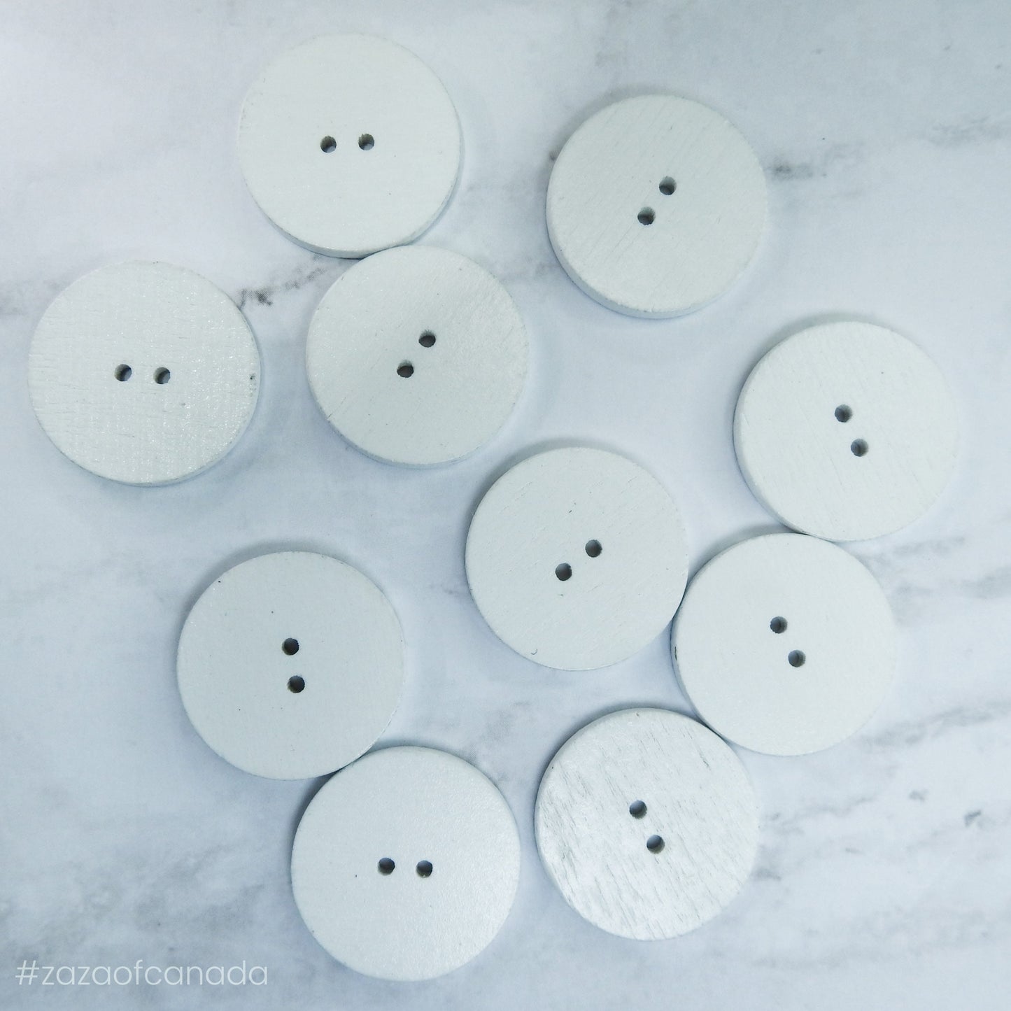 White Floral Painted Wood Buttons