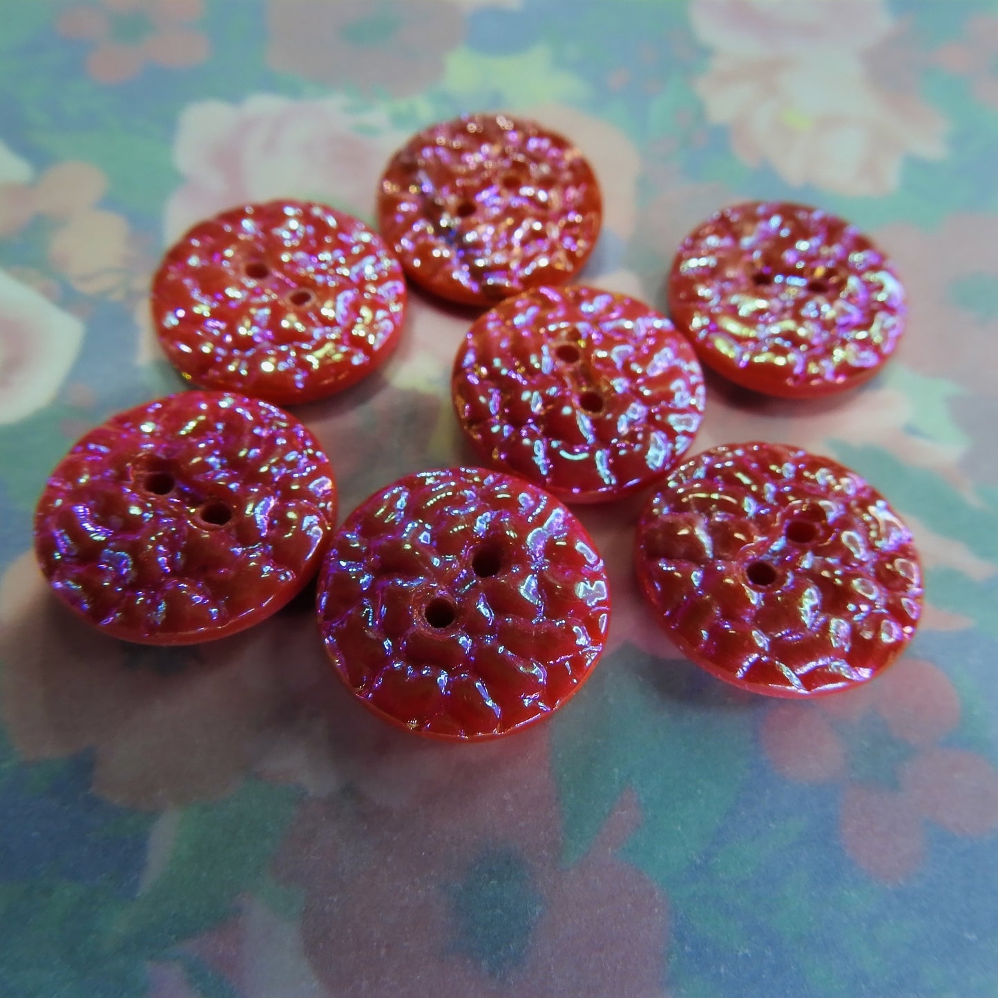 Red Vintage Glass Buttons