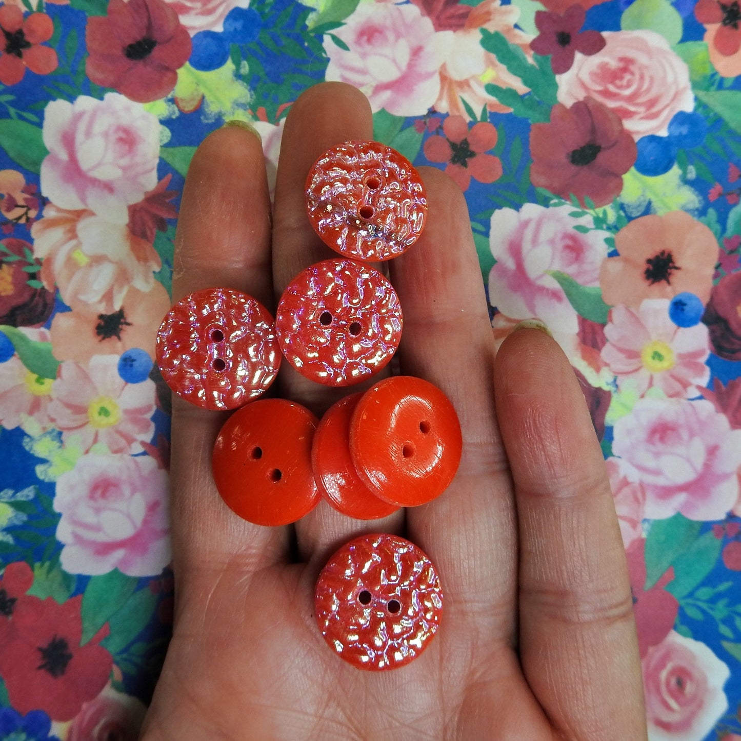 Red Vintage Glass Buttons