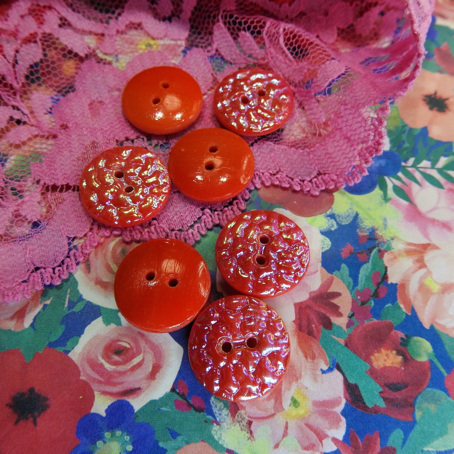 Red Vintage Glass Buttons