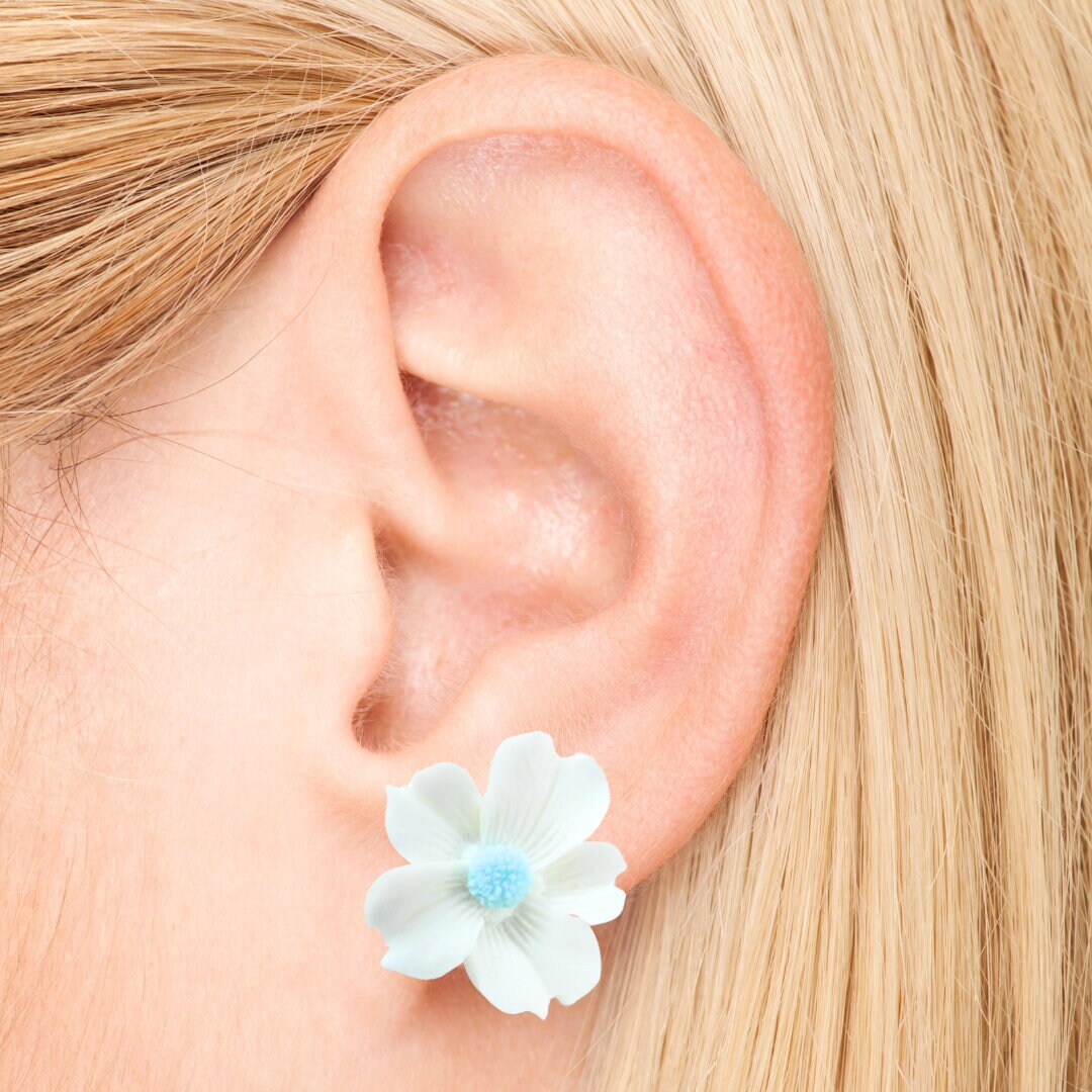Daisy Flower Clip on Earrings