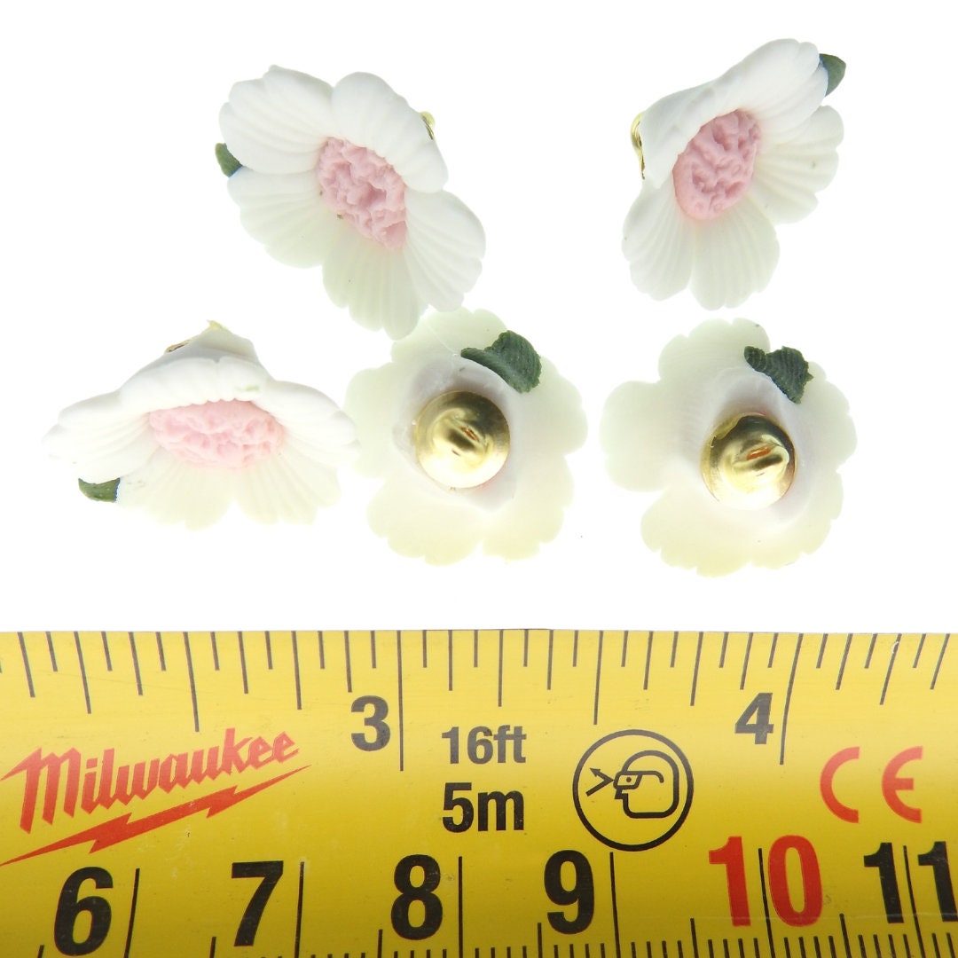 Pink white ceramic buttons
