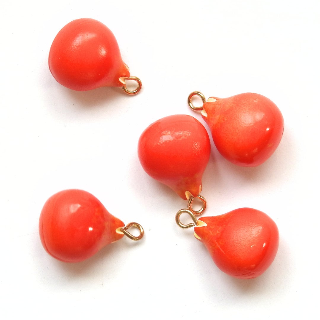 Pomegranate Charms - Set of 5, 20mm - Multifunctional, for Fruit Salad Jewelry-making, Bracelets, Necklaces, Earring hoops, and More