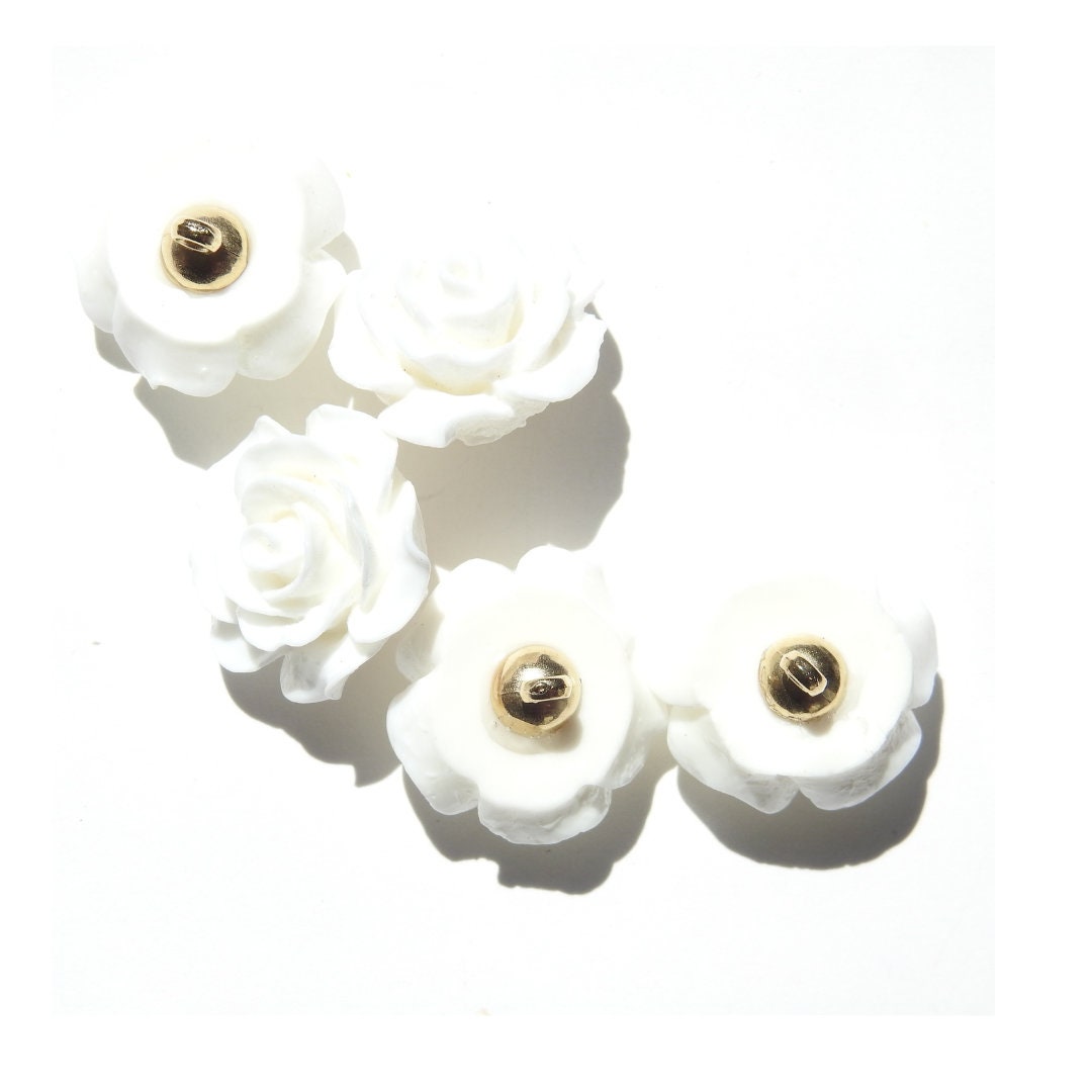 Fancy White Rose Floral Buttons