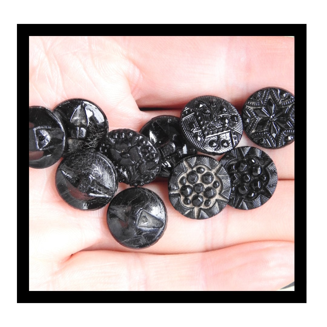 Antique Glass Buttons Collection - Set of 10