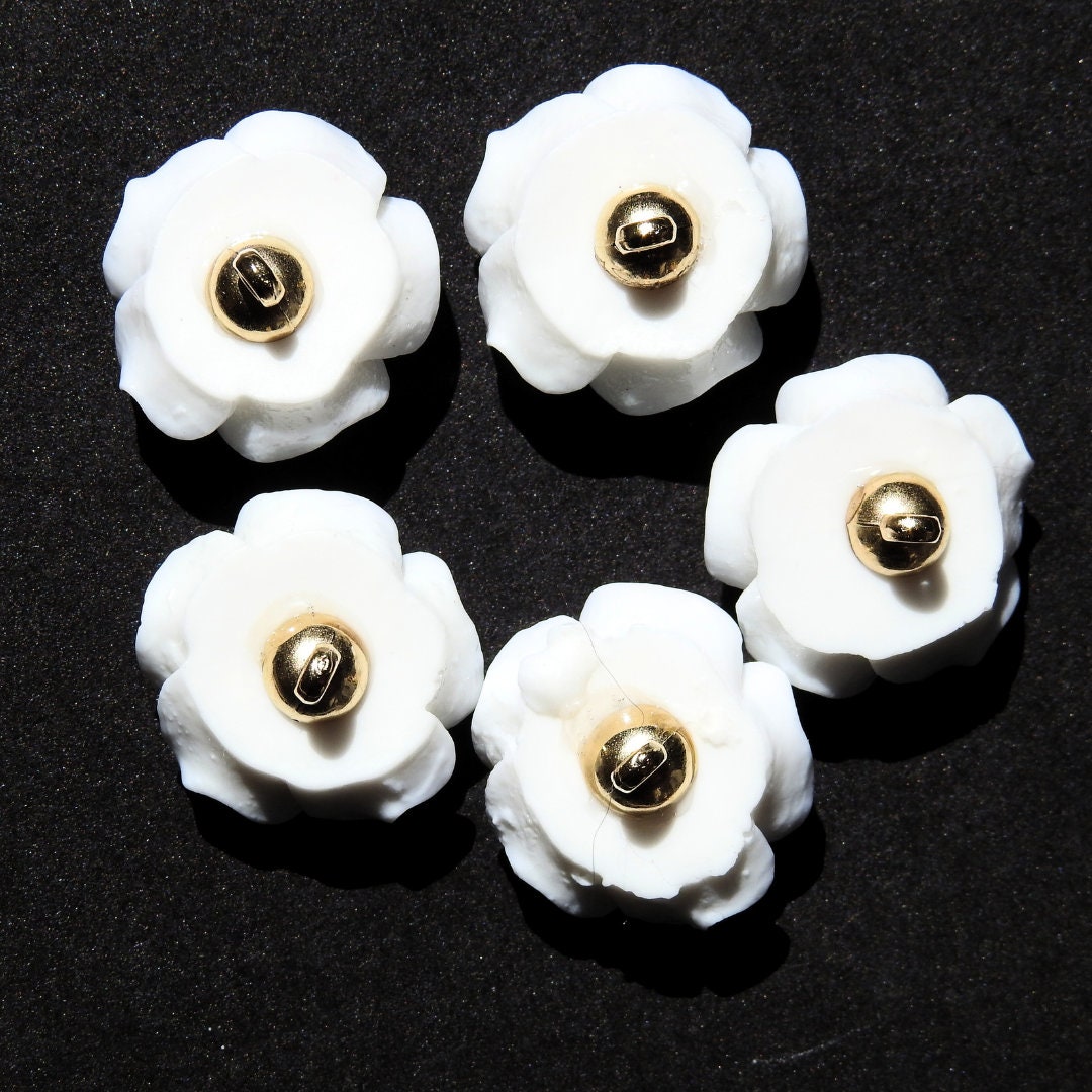 Fancy White Rose Floral Buttons