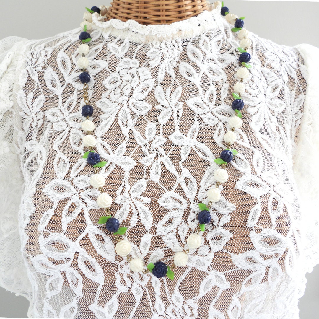 Vintage Rose Bead Necklace