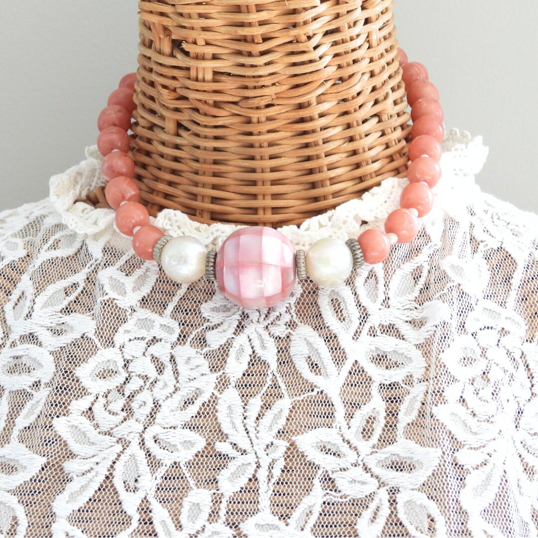 pink beads necklace