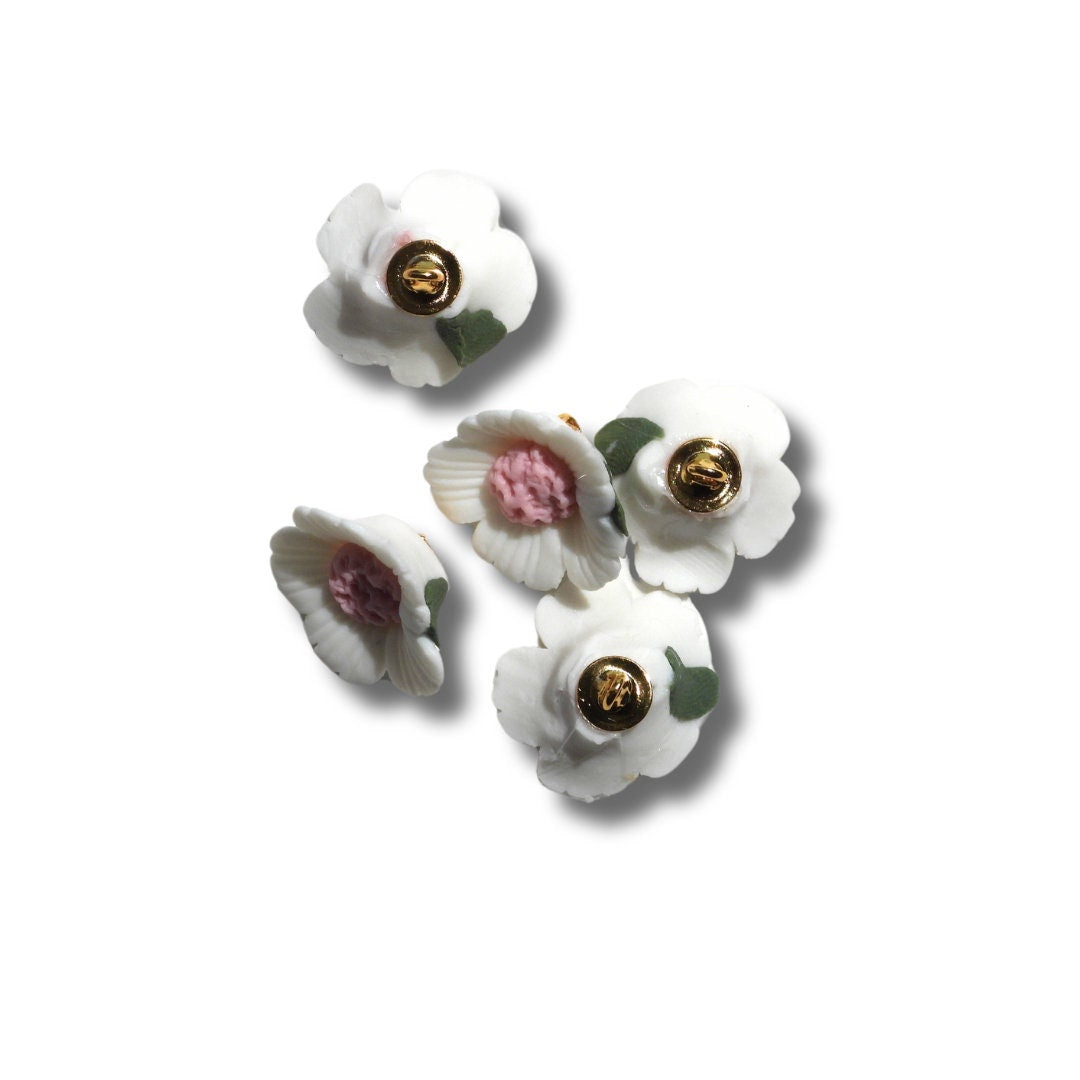Pink white ceramic buttons