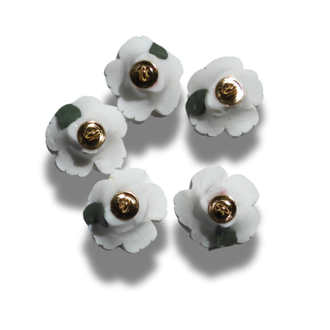 Pink white ceramic buttons