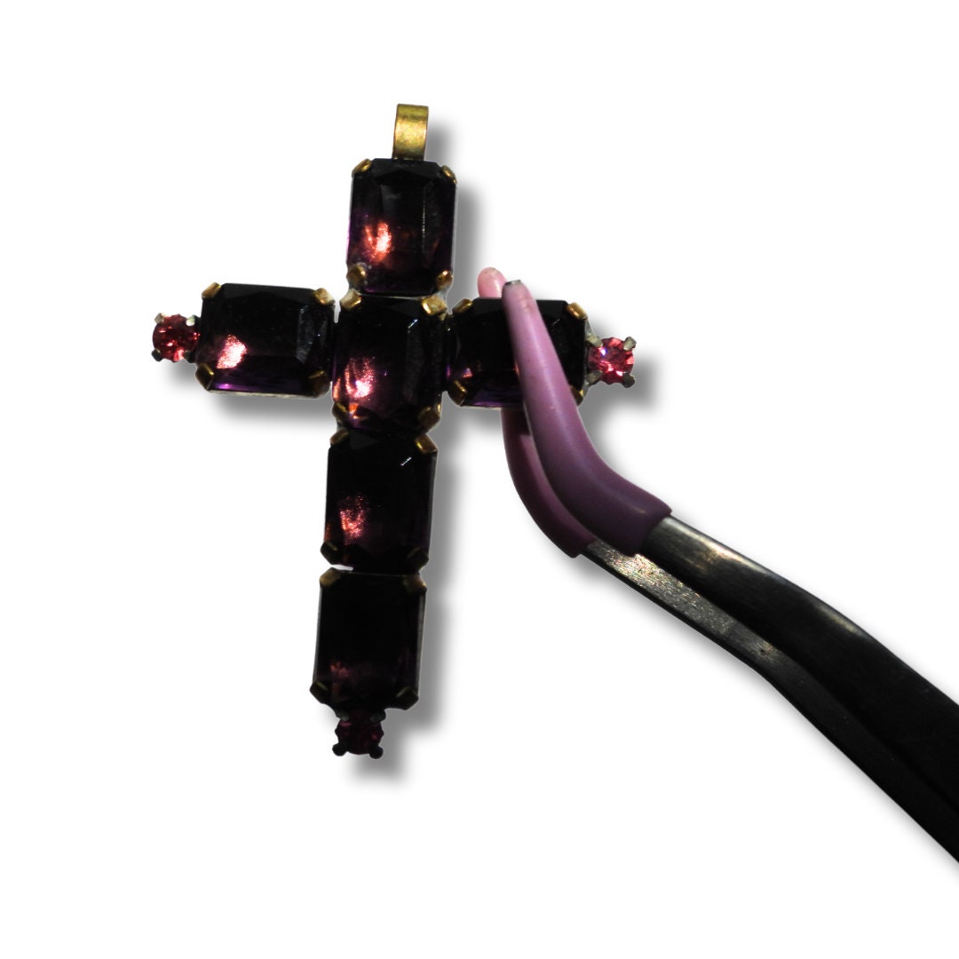 Purple Glass Cross Pendant