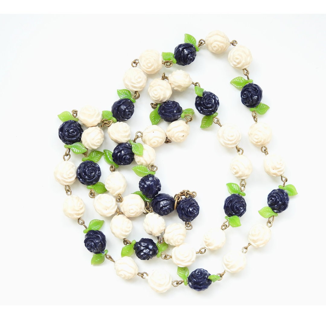 Vintage Rose Bead Necklace
