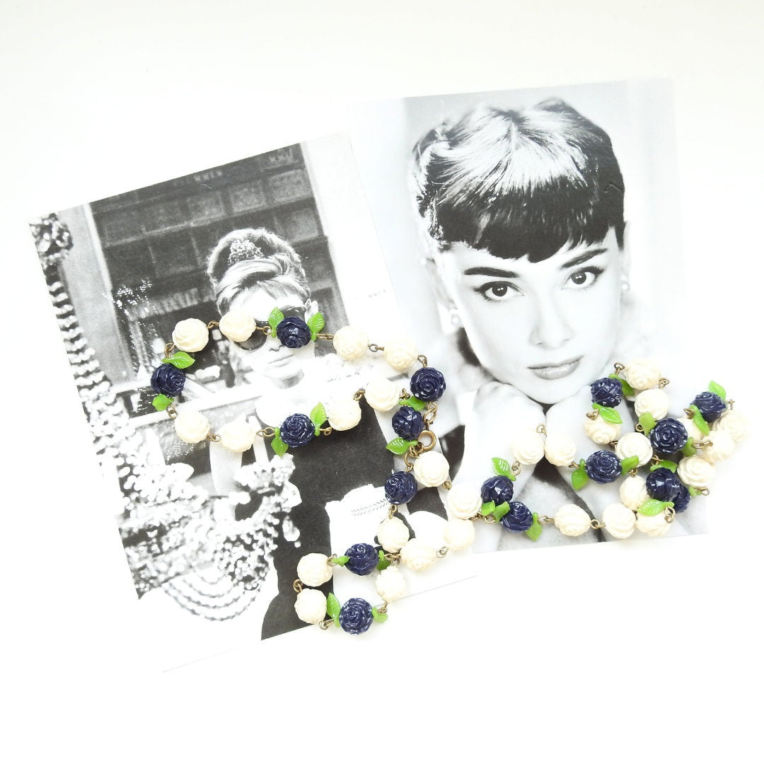 Vintage Rose Bead Necklace