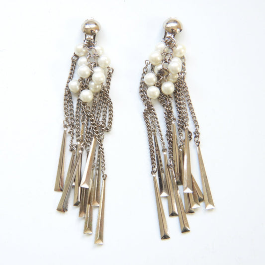 Women's dangle earrings with a special long design, with multiple layers, chains and pearls- XL large jewellery- Gift ideas for her