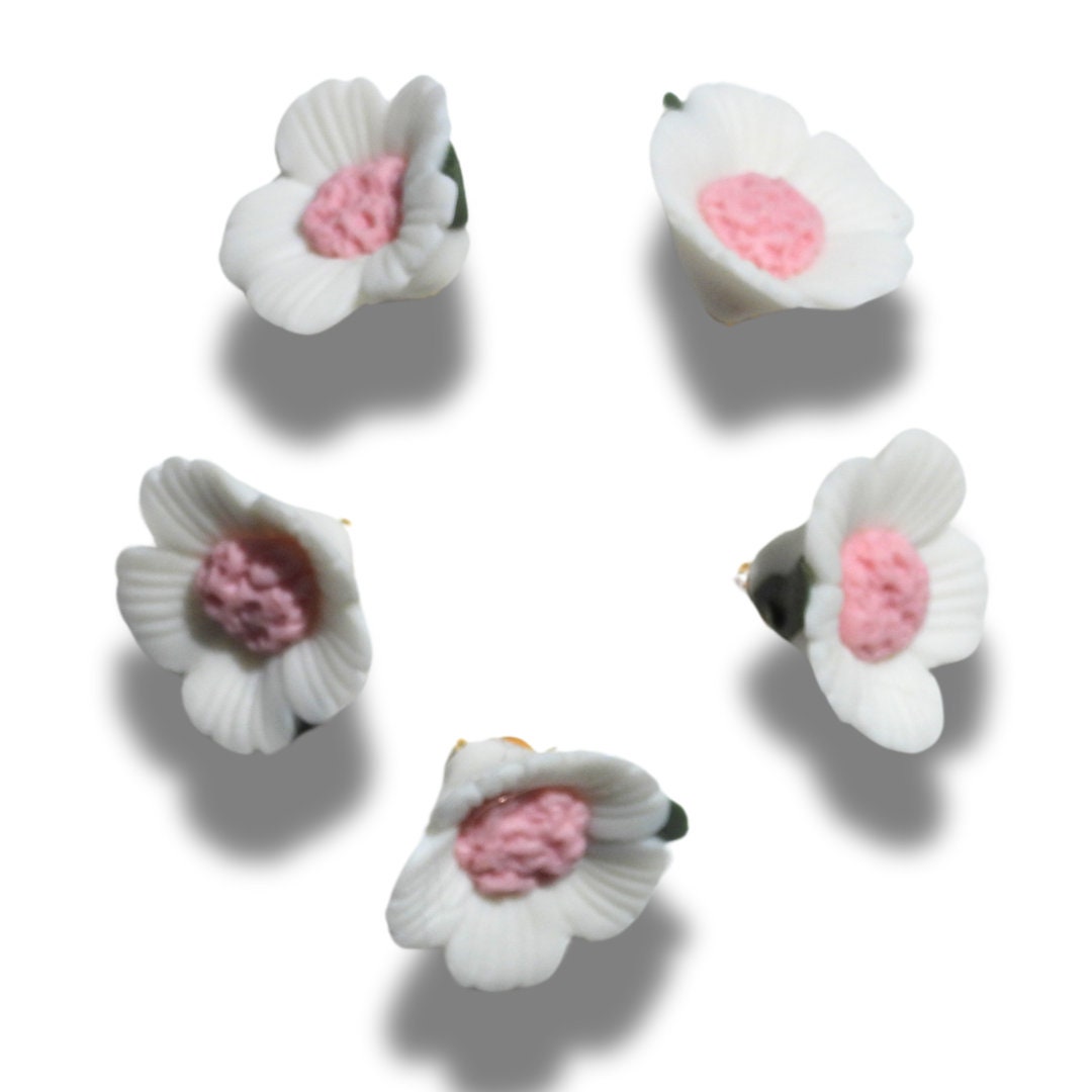 Pink white ceramic buttons