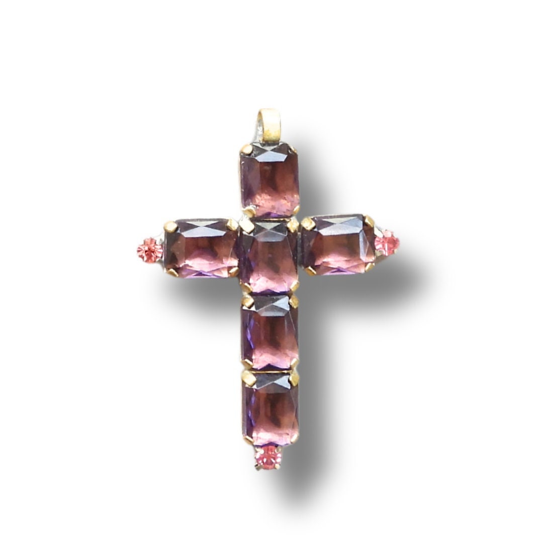 Purple Glass Cross Pendant
