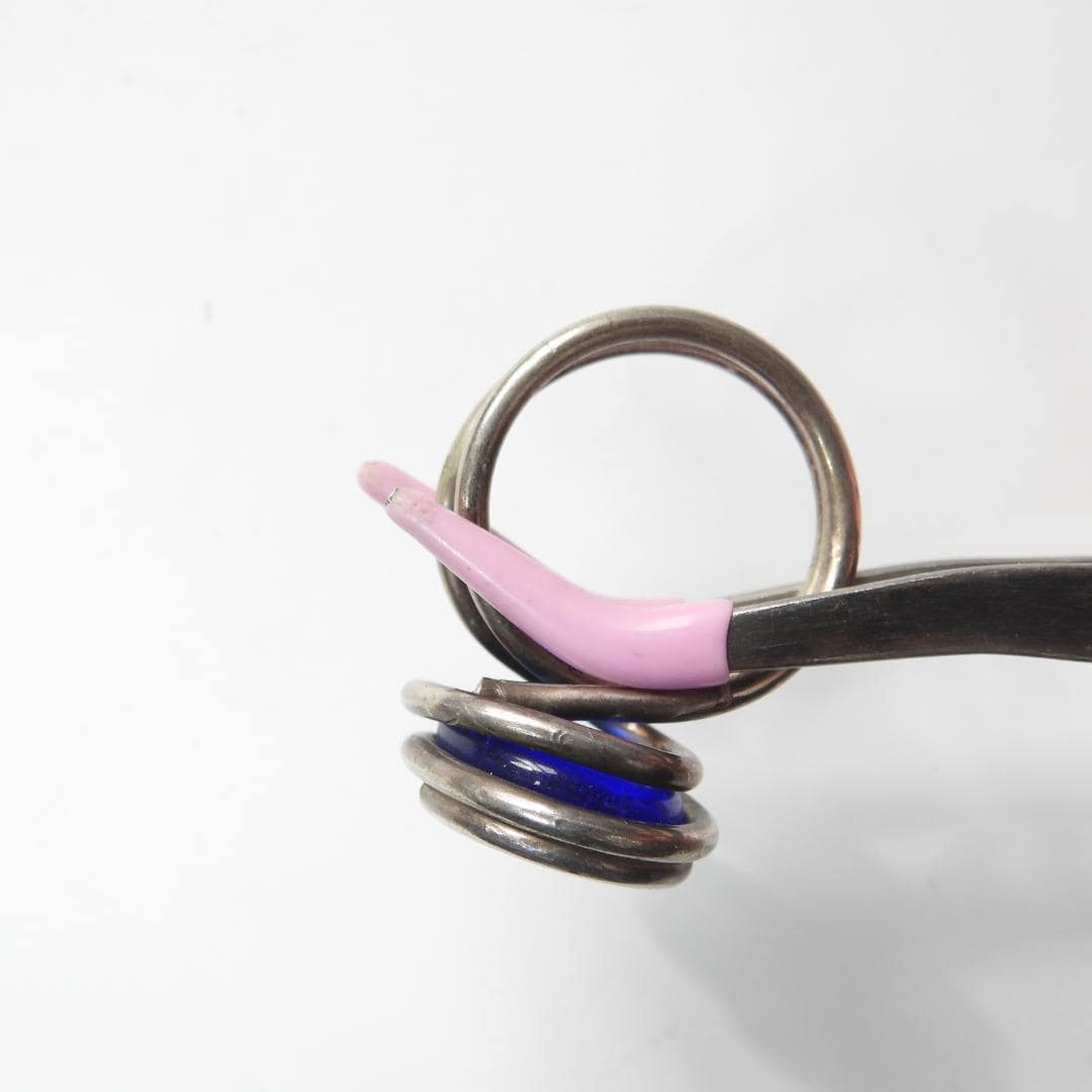 Blue silver wire wrapped ring