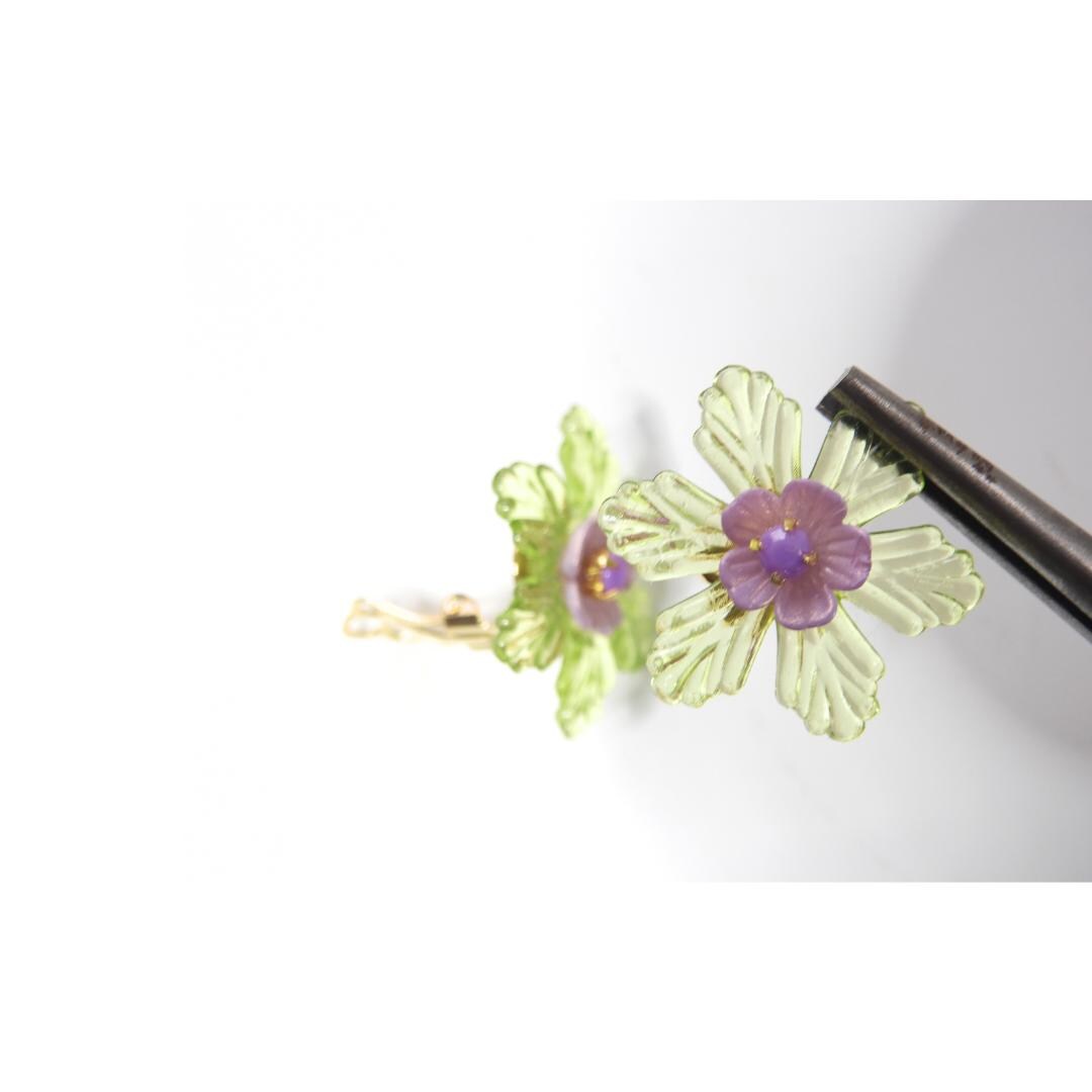 Light Green Floral Clip-On Earrings for Women