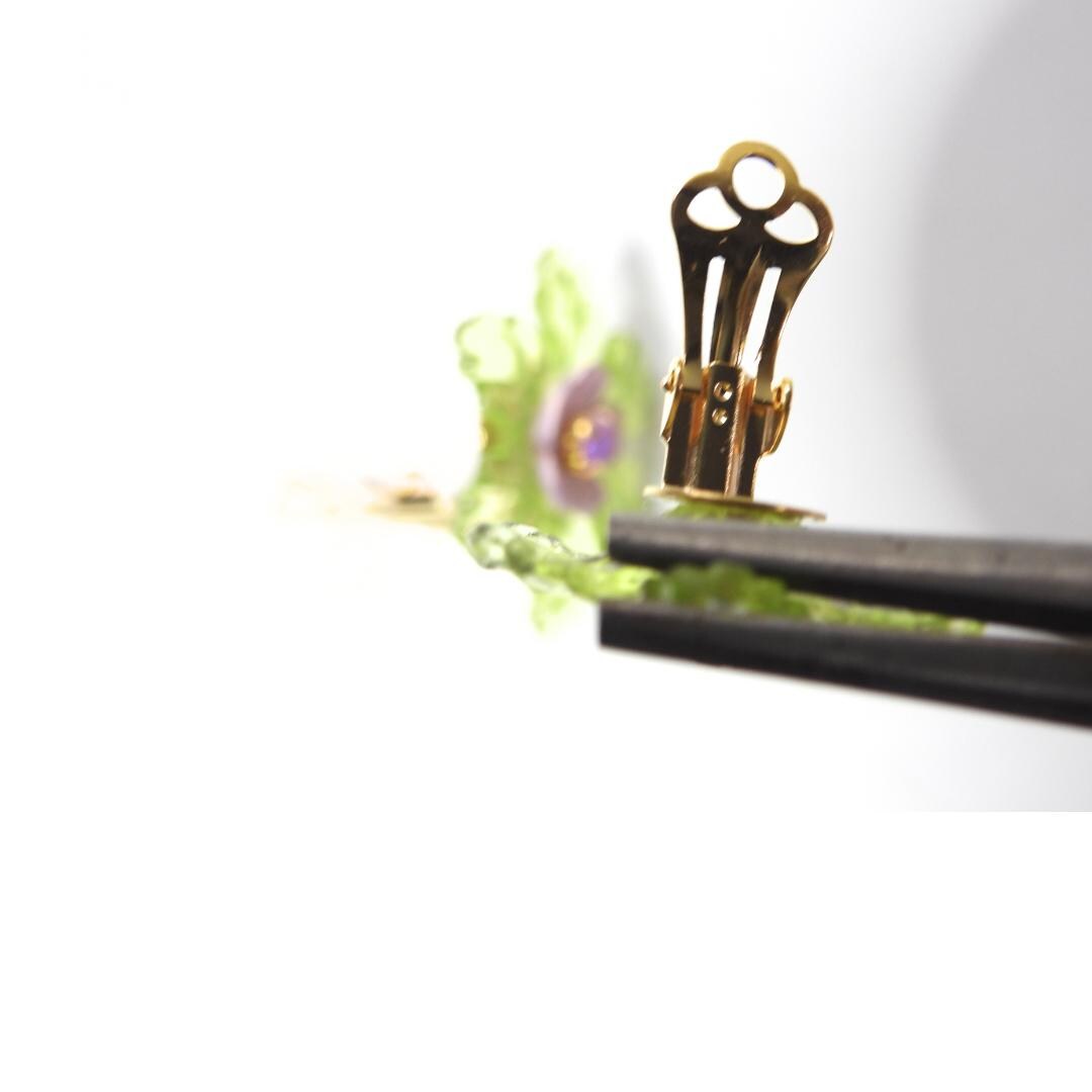 Light Green Floral Clip-On Earrings for Women