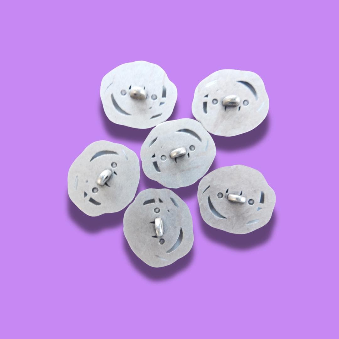 Silver-Colored Flower-Shaped Buttons - 30mm, set of 2, textured, with a shank. Ideal for coats, blazers, and jewelry. For men or women