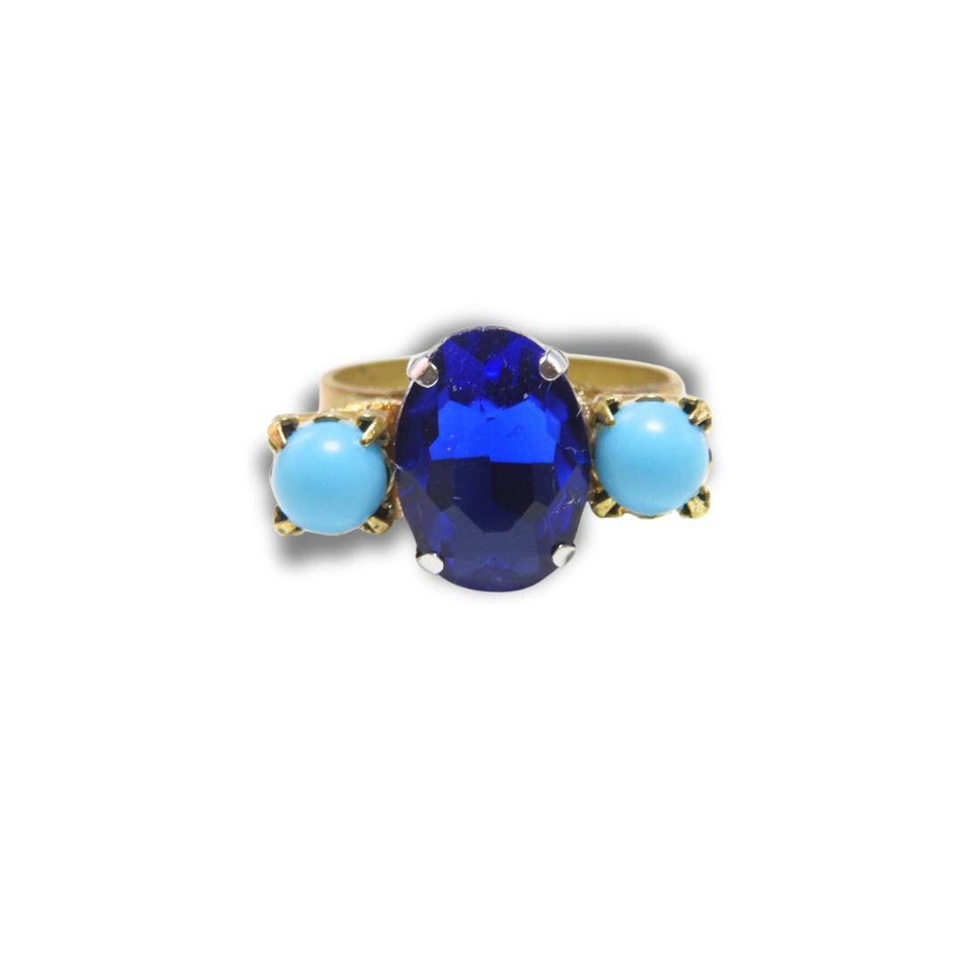 Handmade Royal Blue Adjustable Ring – Size 8, Ships fast - Gift idea for mom, girlfriend, or a friend - Lightweight, comfortable to wear