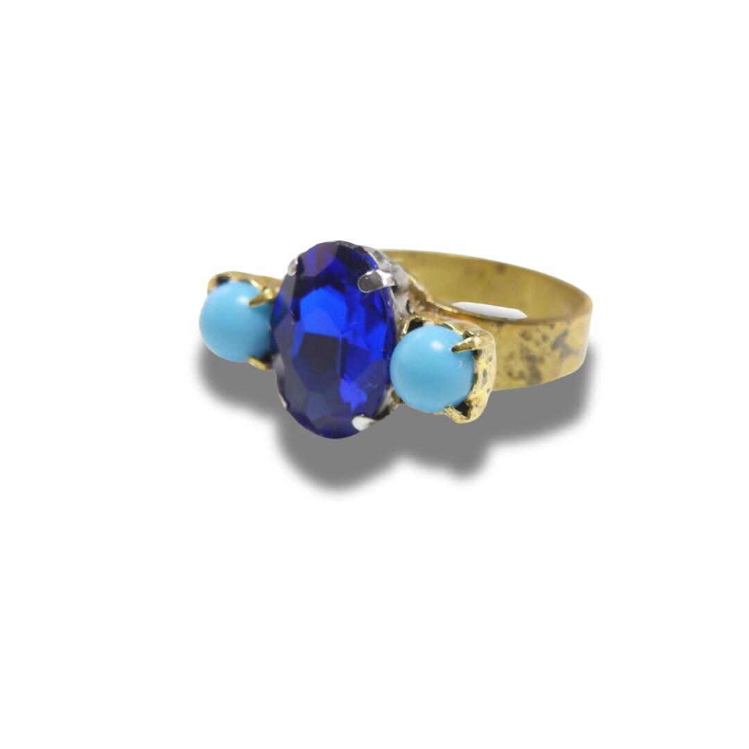 Handmade Royal Blue Adjustable Ring – Size 8, Ships fast - Gift idea for mom, girlfriend, or a friend - Lightweight, comfortable to wear