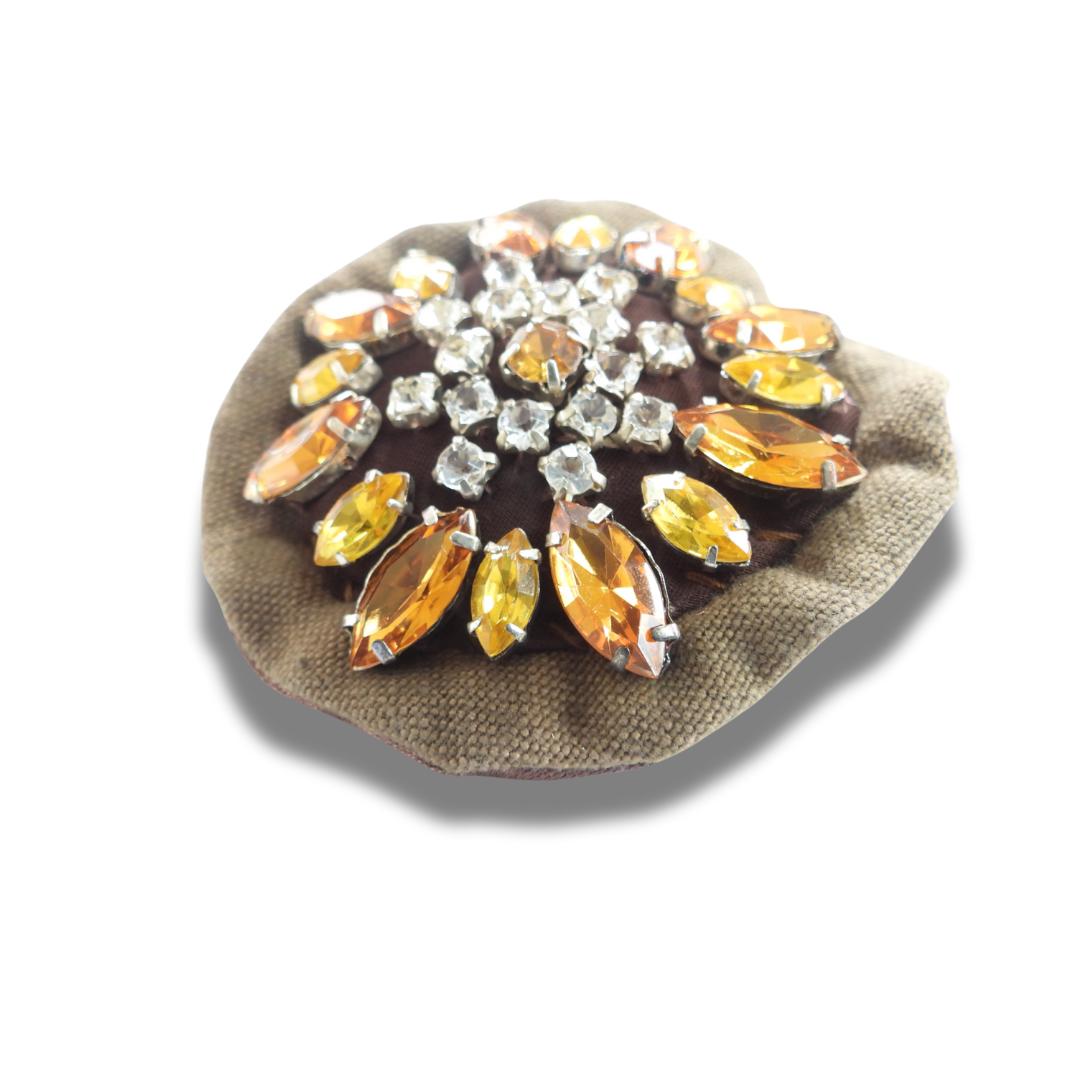 Vintage Statement Brooch – Lightweight Handmade Pin with Brown Rhinestones, Perfect for Coats, Hats, Purses & Gifts for Her - Fast Shipping