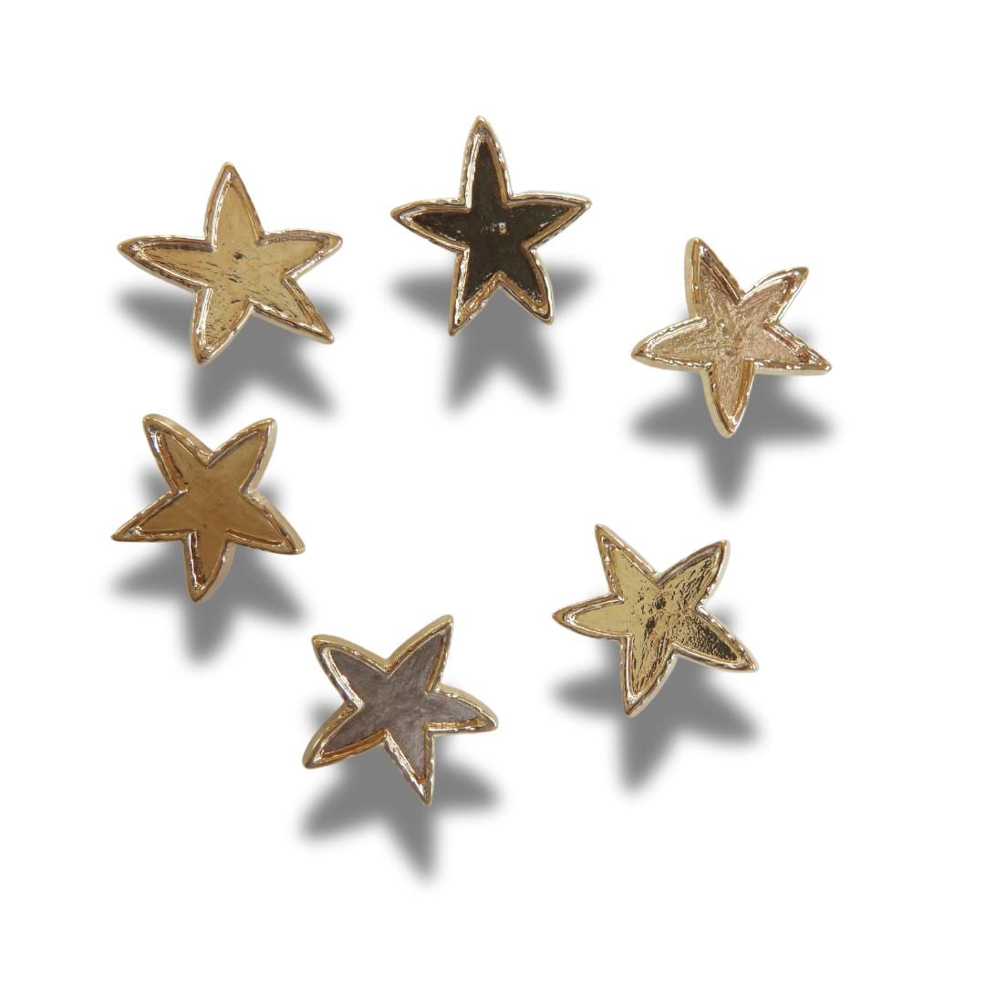 Set of 6 Vintage Star Shank Buttons – 30mm Decorative Metal Buttons for Sewing, Crafts, DIY & Upcycled Clothing Projects - Fast Shipping