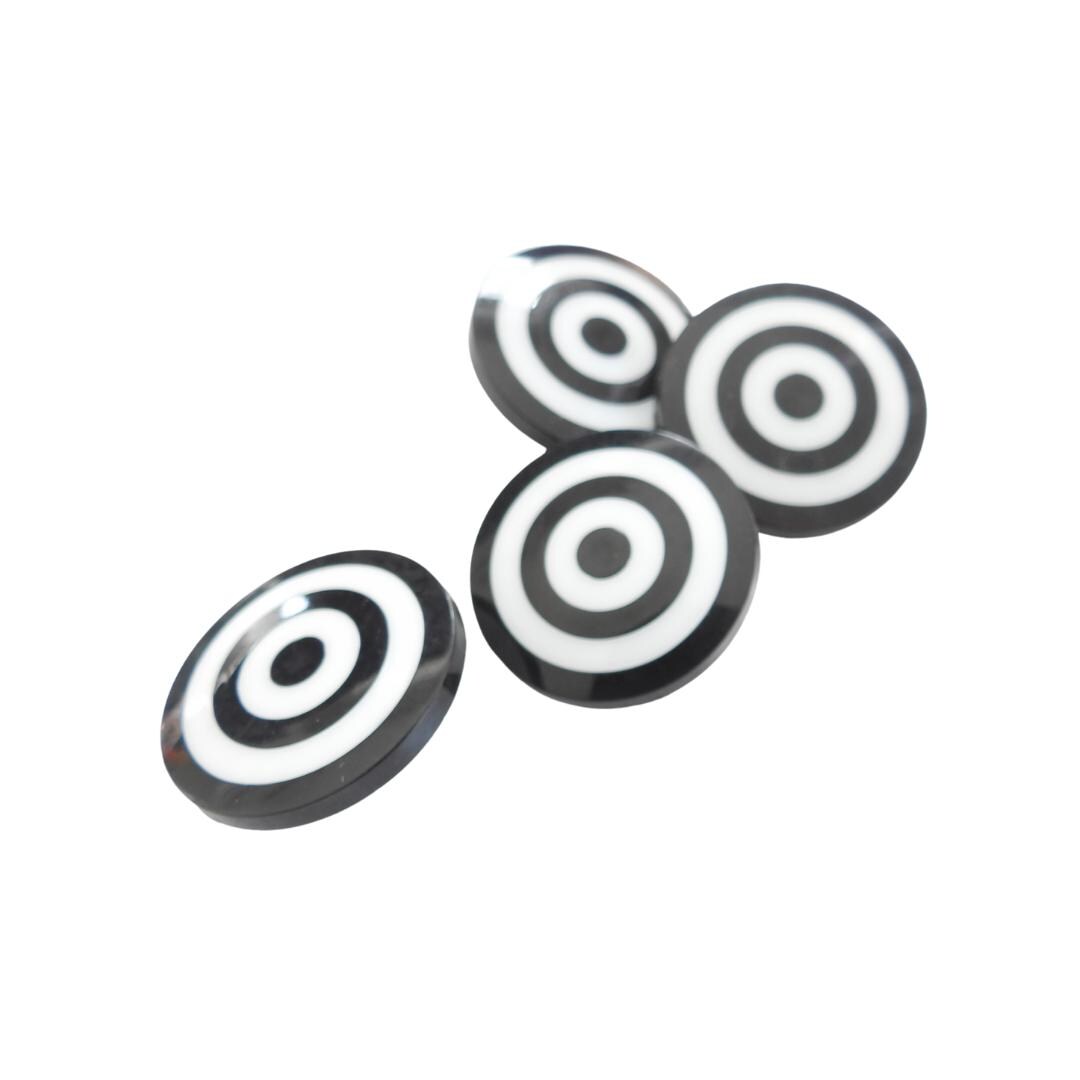White and Black Decorative Buttons for Sewing - Set of 4, 25mm, Shank Style, Fun, Unique & Fancy Design for Clothes and Craft Projects.