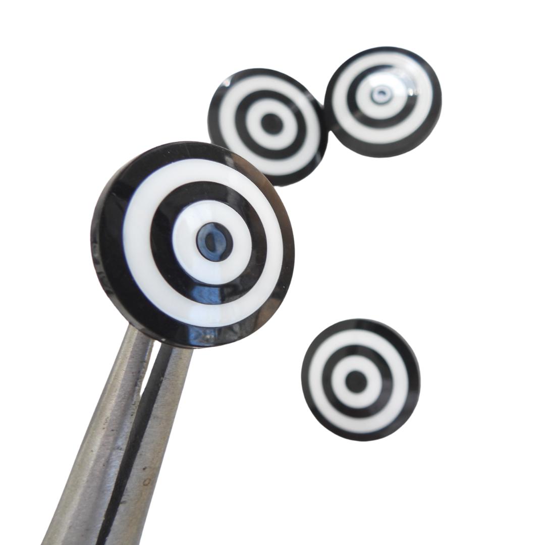 White and Black Decorative Buttons for Sewing - Set of 4, 25mm, Shank Style, Fun, Unique & Fancy Design for Clothes and Craft Projects.