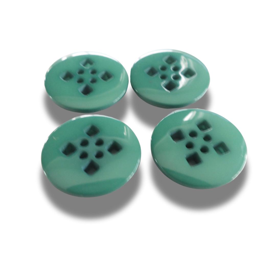Set of 4 Forest Green Resin Buttons 25mm – Unique Round 4-Hole Buttons with Subtle Color Variation – 1 Inch, High Quality, 4mm Thick