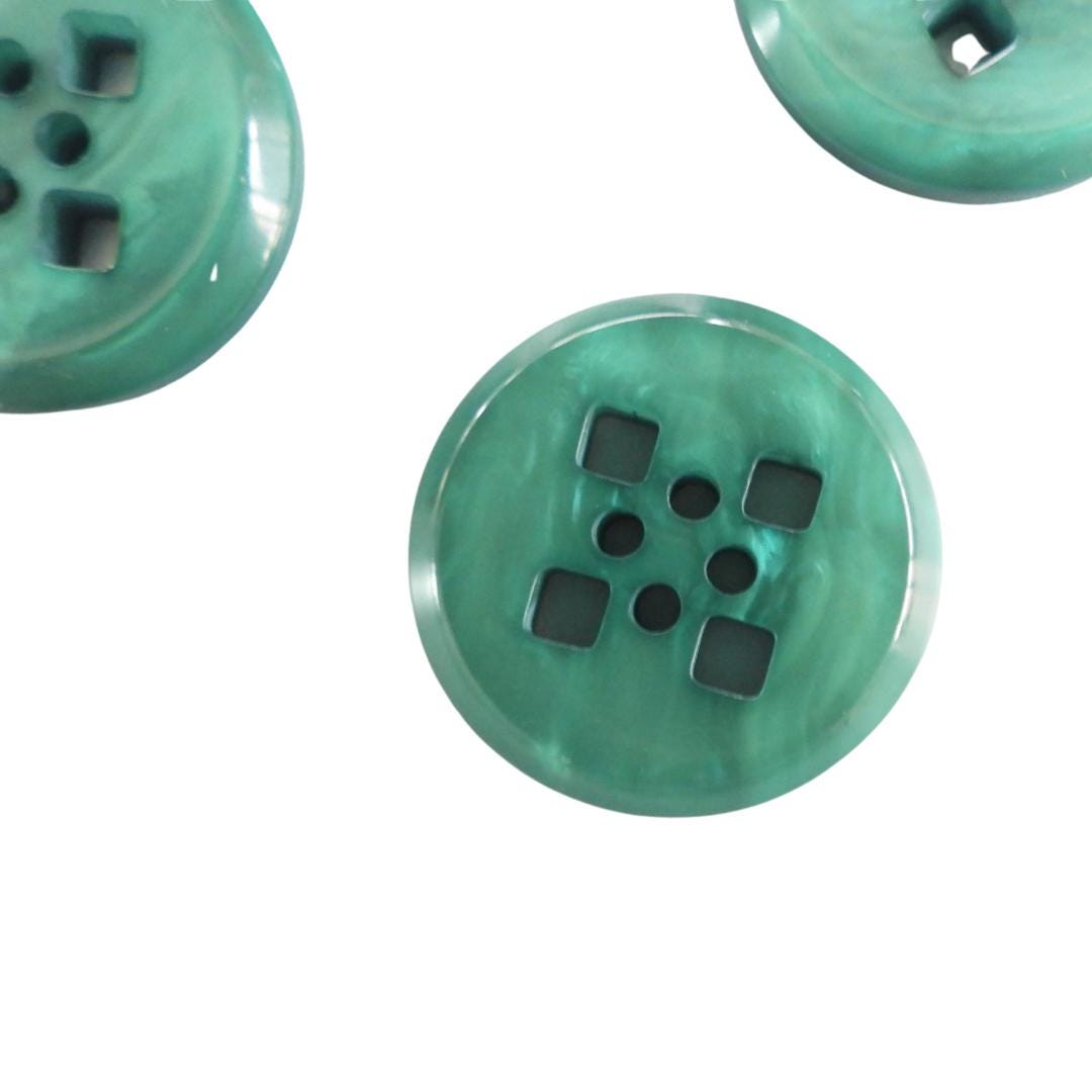 Set of 4 Forest Green Resin Buttons 25mm – Unique Round 4-Hole Buttons with Subtle Color Variation – 1 Inch, High Quality, 4mm Thick