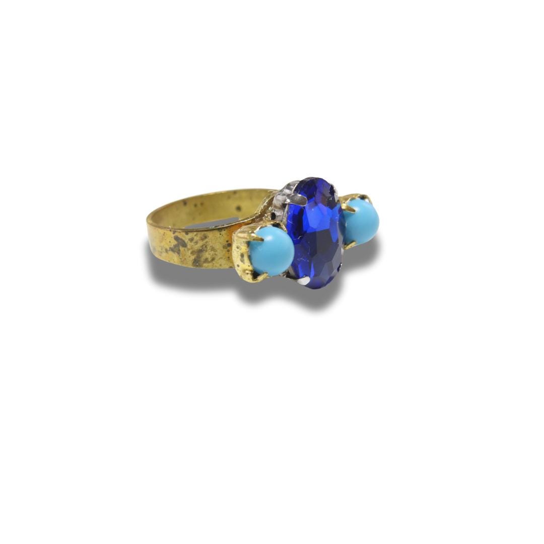 Handmade Royal Blue Adjustable Ring – Size 8, Ships fast - Gift idea for mom, girlfriend, or a friend - Lightweight, comfortable to wear