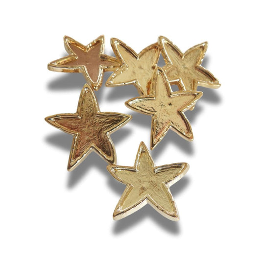 Set of 6 Vintage Star Shank Buttons – 30mm Decorative Metal Buttons for Sewing, Crafts, DIY & Upcycled Clothing Projects - Fast Shipping