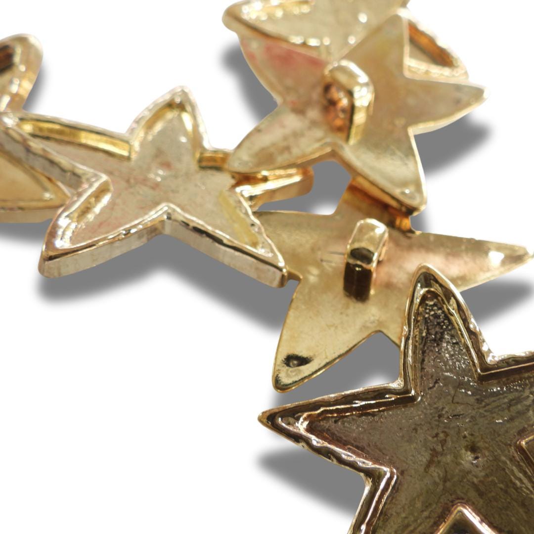 Set of 6 Vintage Star Shank Buttons – 30mm Decorative Metal Buttons for Sewing, Crafts, DIY & Upcycled Clothing Projects - Fast Shipping