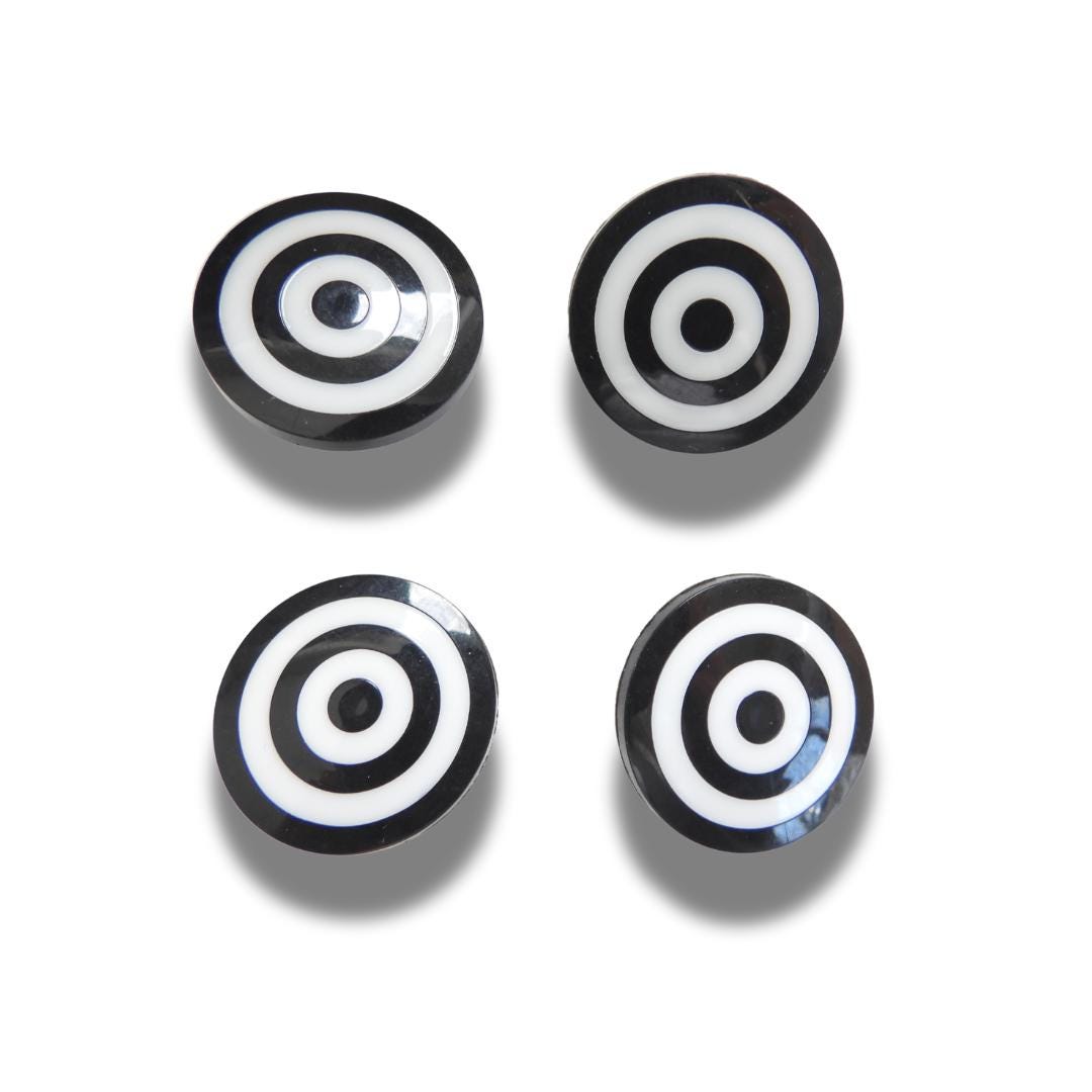 White and Black Decorative Buttons for Sewing - Set of 4, 25mm, Shank Style, Fun, Unique & Fancy Design for Clothes and Craft Projects.